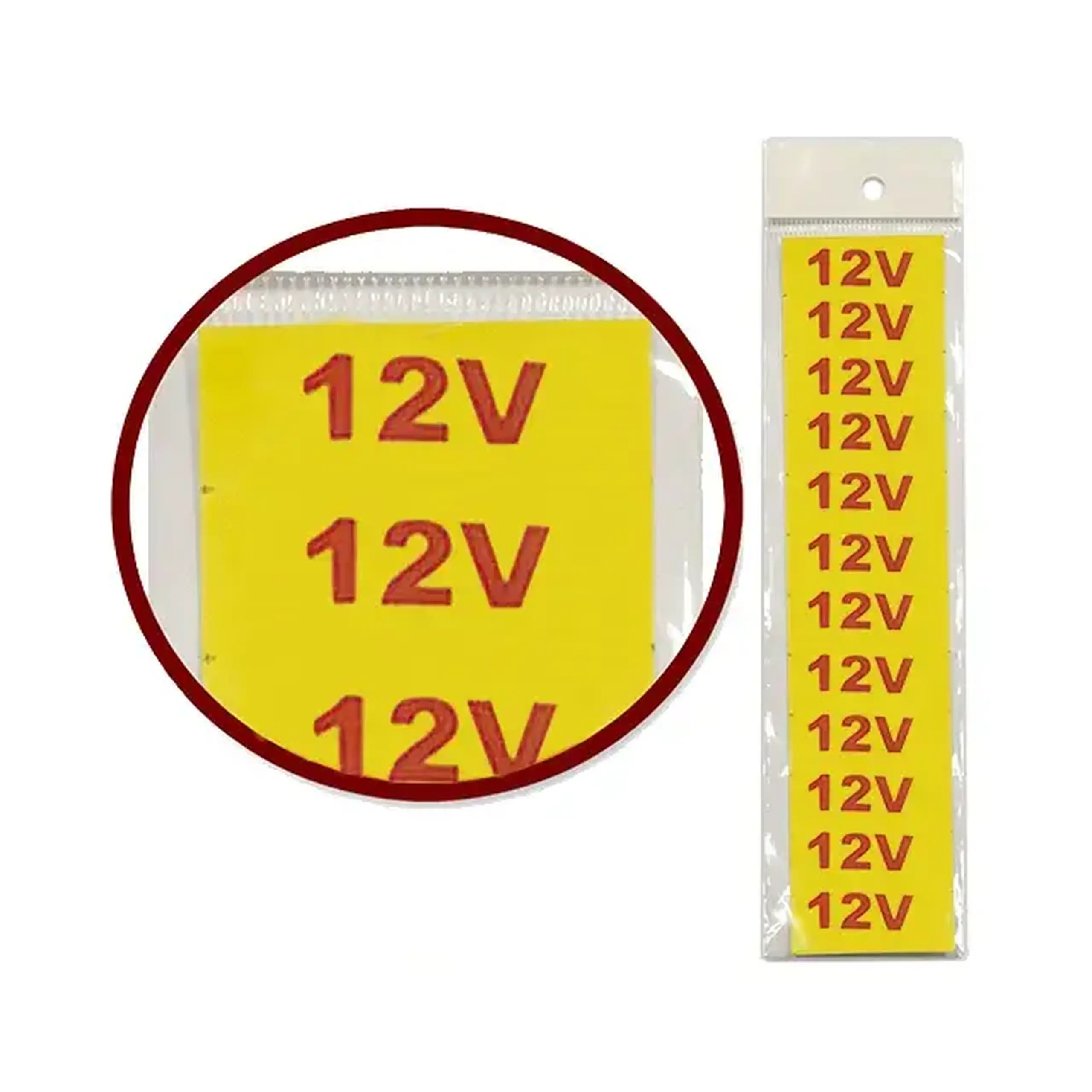 Autocolant 12V 4 x 1.5 cm galben/Roșu