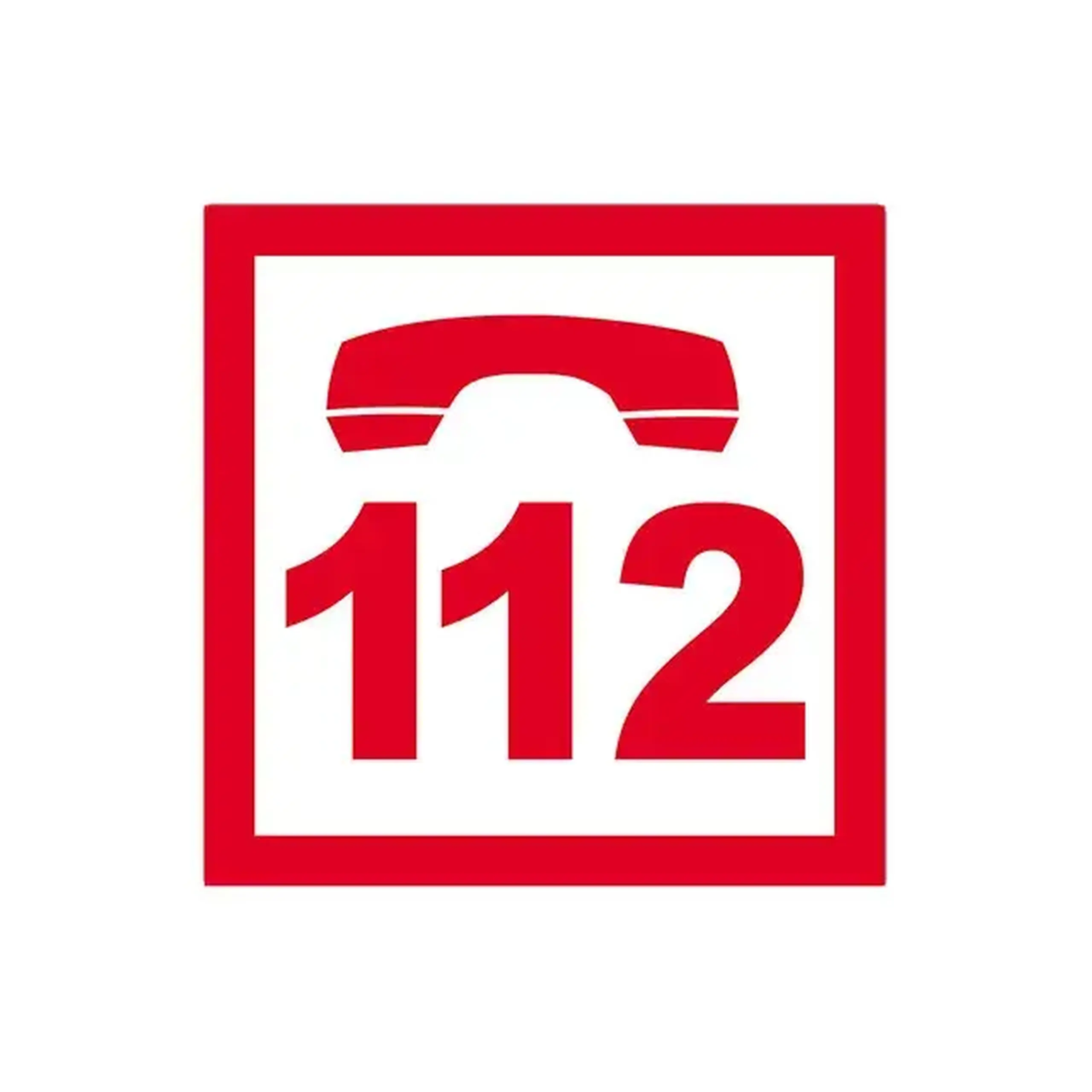 Autocolant "112" 20 x 20 cm alb/Roșu