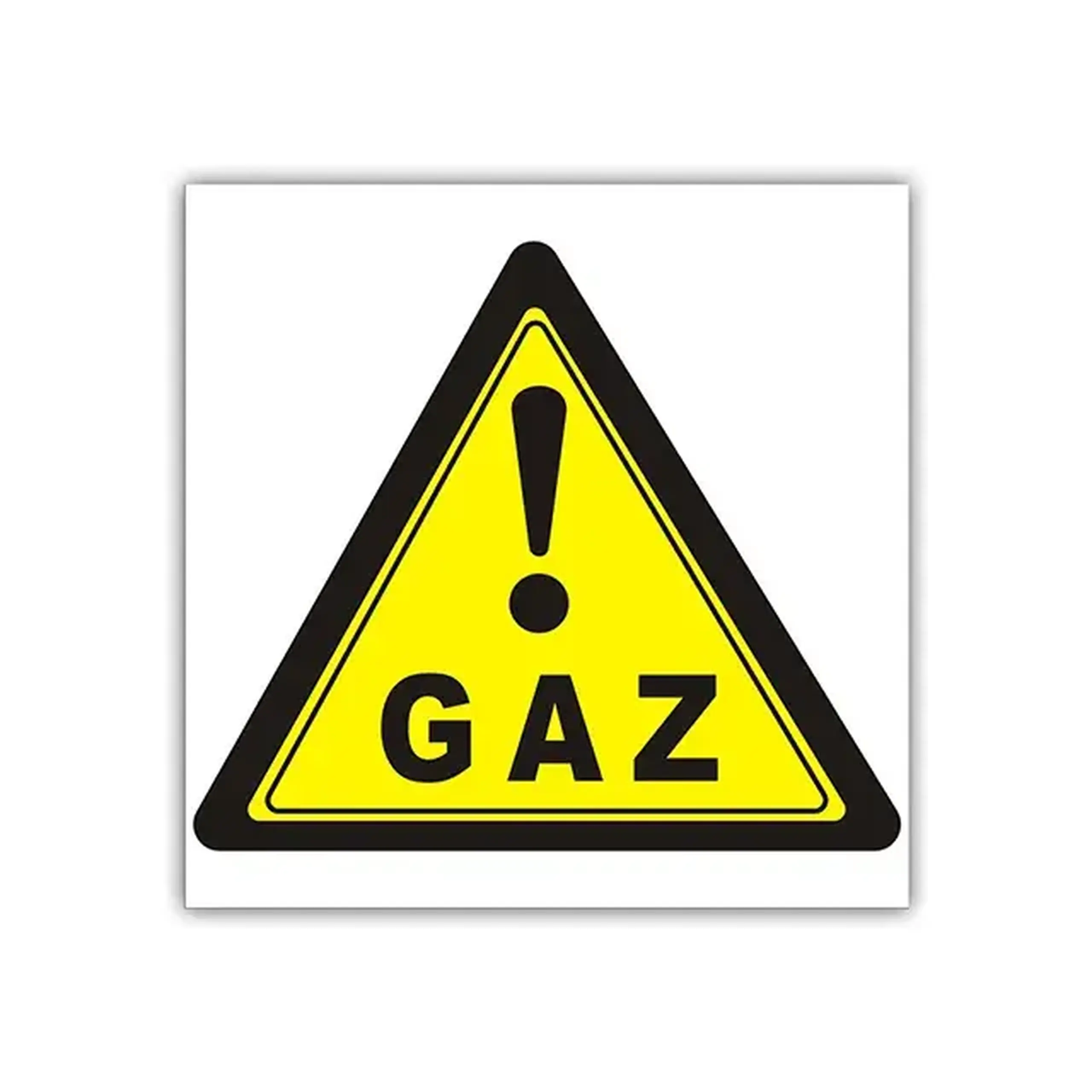 Autocolant "Atenție Gaz" 20 x 20 cm galben/Negru