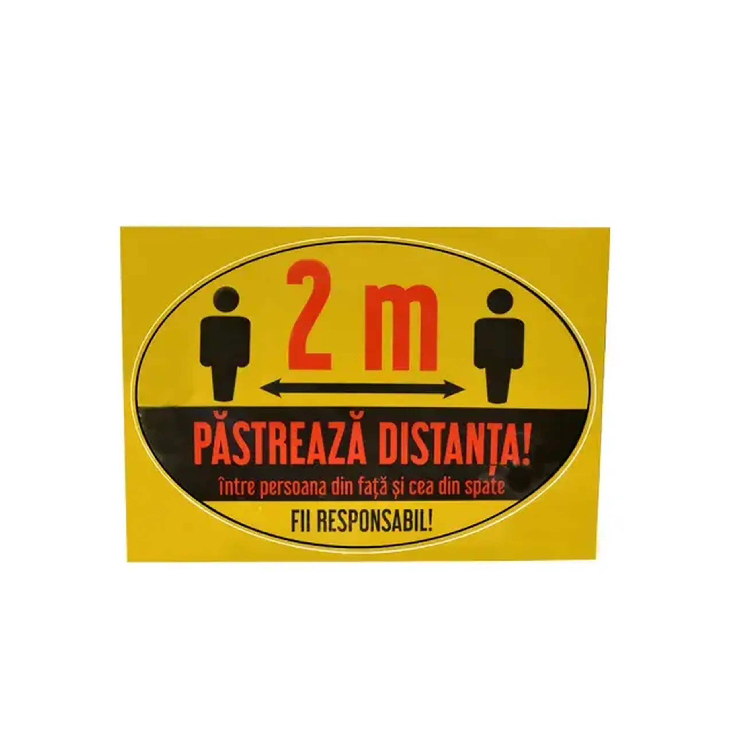 Autocolant Pastrează distanța 297 x 210 mm Galben