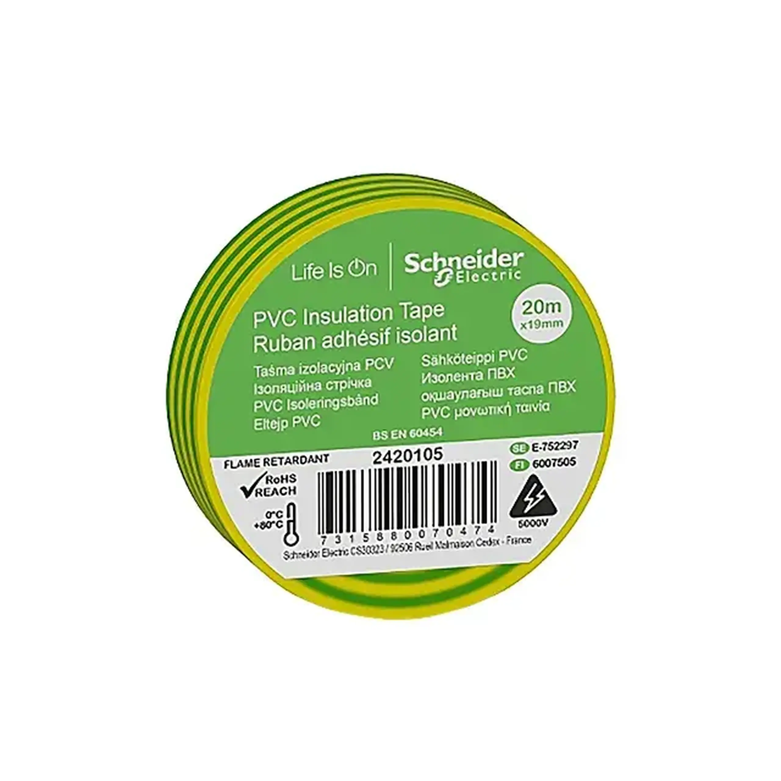 Bandă izolantă IMT38205 20 m x 15 mm Alb/Verde Schneider-Electric