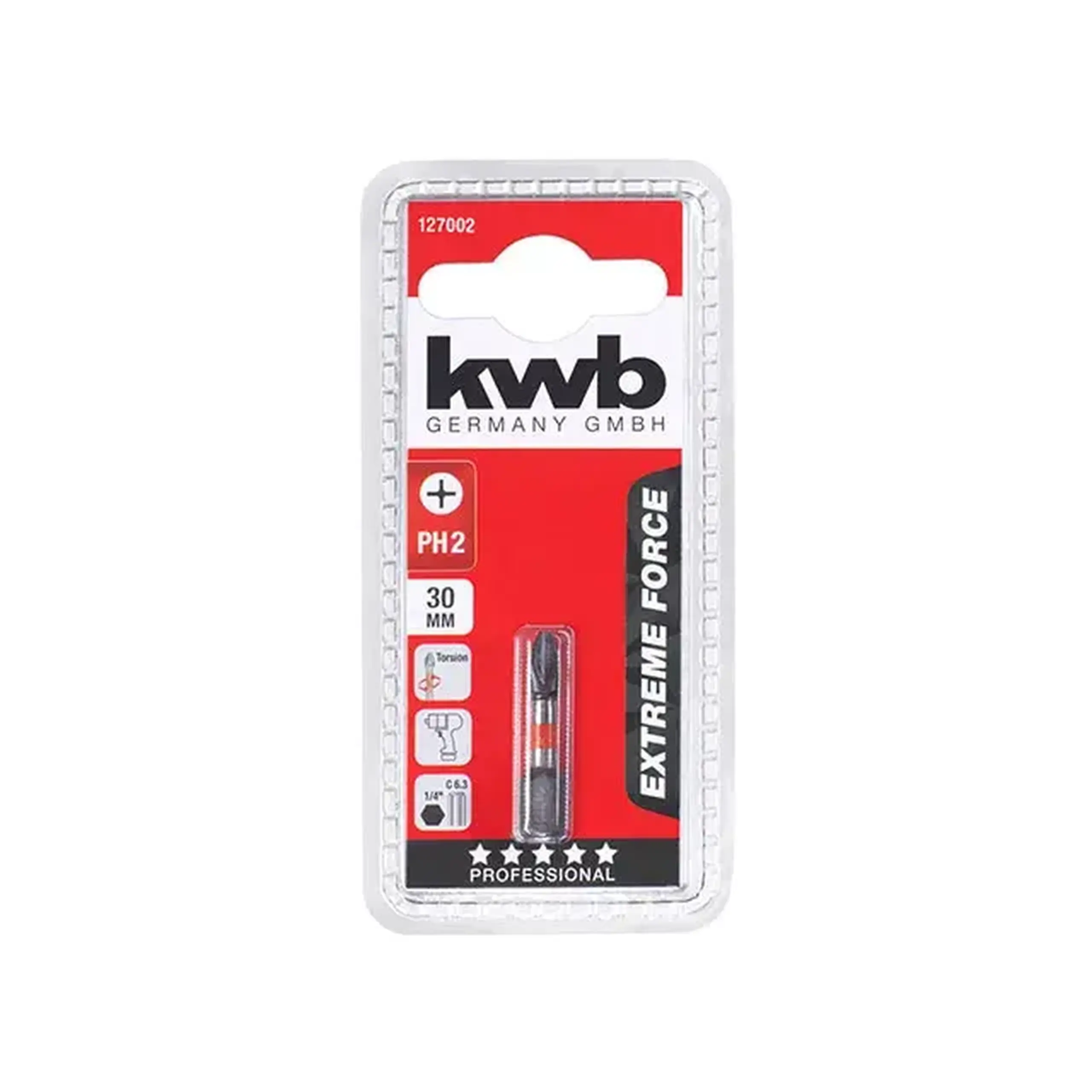 Bit cruciform de impact 1 buc. PH2 1/4" 30 mm KWB