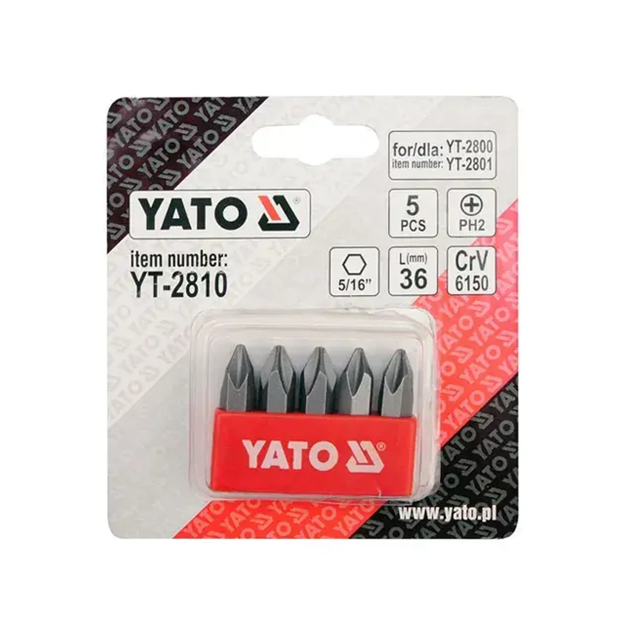 Set biți 5 buc. PH2 5/16" 36 mm Yato