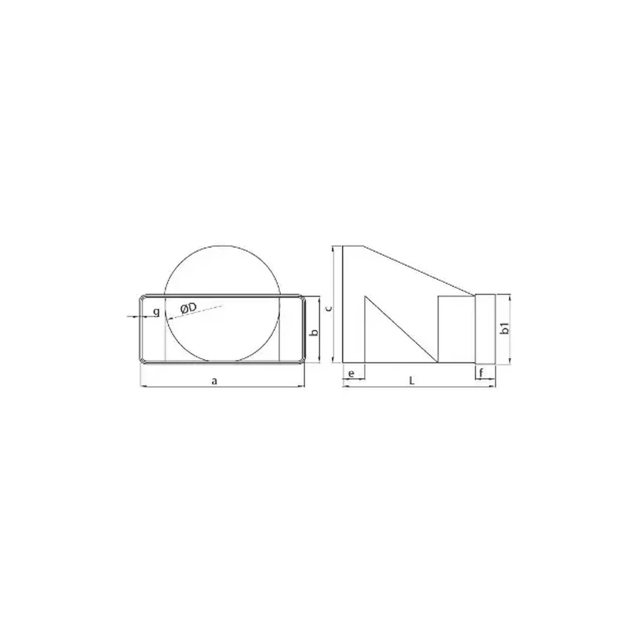 Conector de aeroduct Ventika KP60-2 60 x 204 x 91 mm plastic alb - Model KP60-3