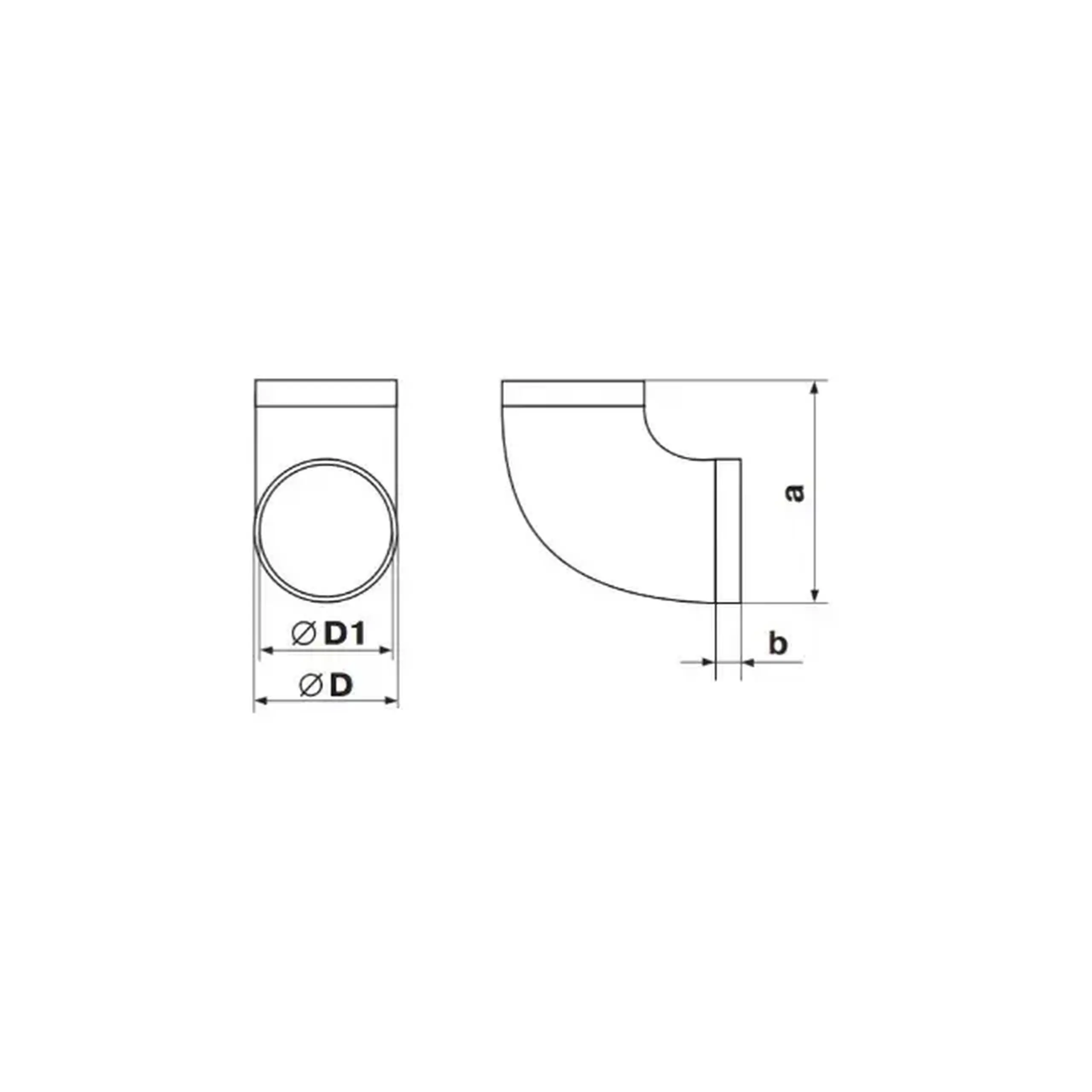 Conector de aeroduct Ventika KO150-2 62 x 150 mm plastic alb - Model KO150-90