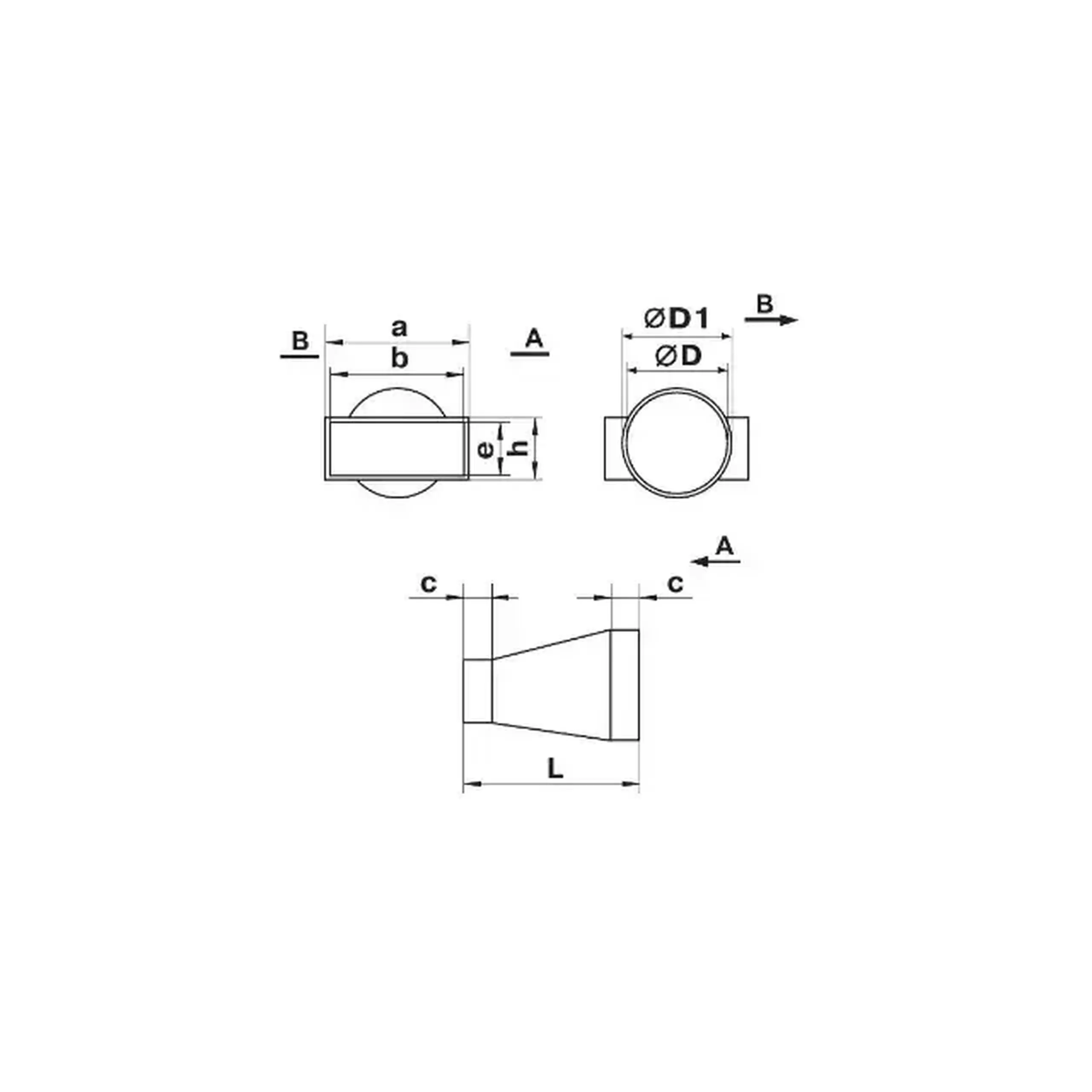 Conector de aeroduct Ventika KP55-2 55 x 110 x 66 mm plastic alb - Model KP55-33