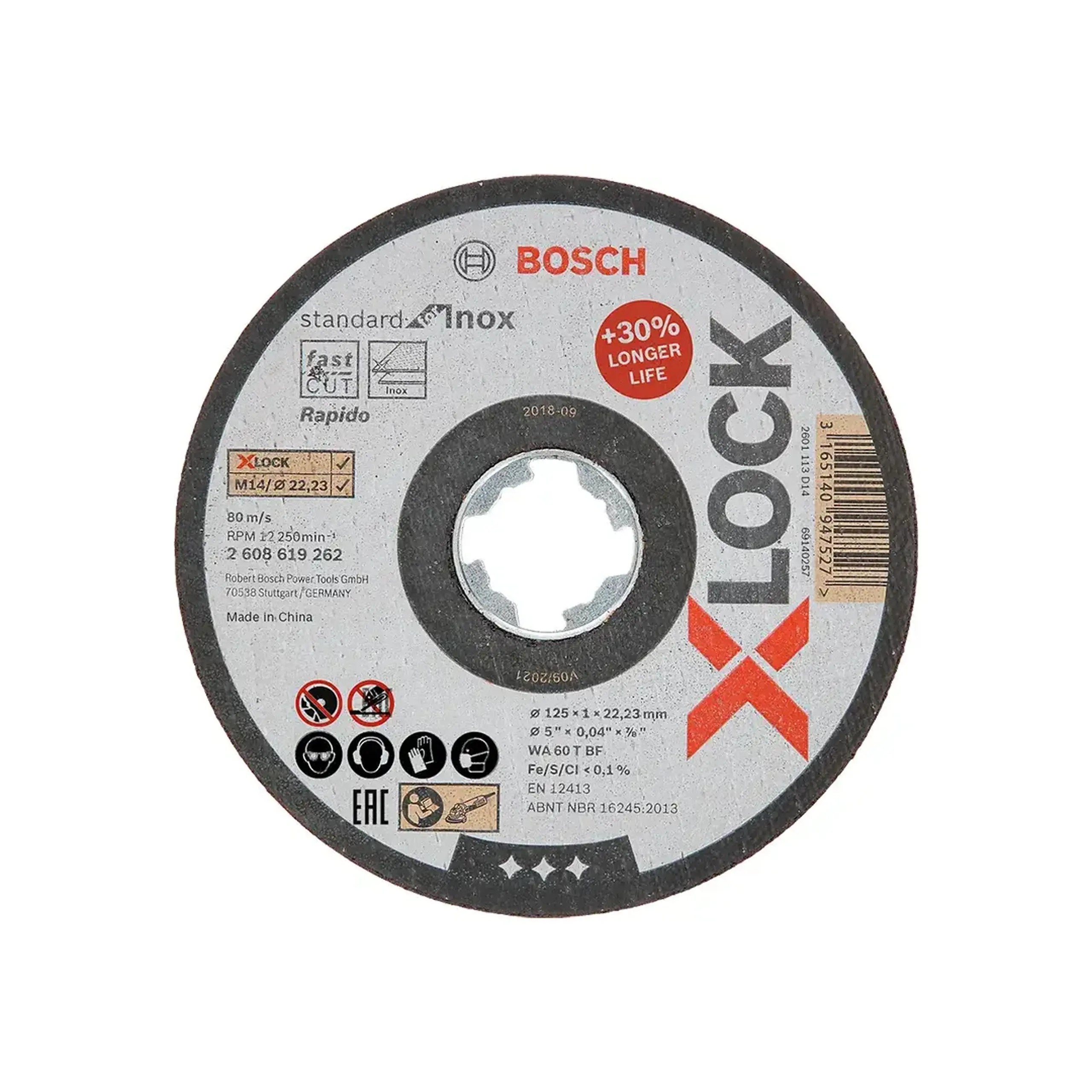 Disc de tăiat pentru inox X-Lock 125 * 22.23 mm Bosch