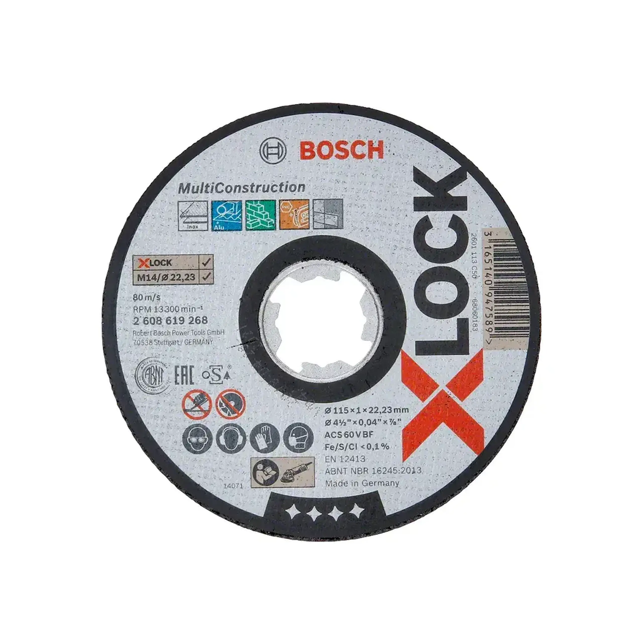 Disc de tăiat X-Lock 115 * 22.23 mm Bosch - pentru metal, piatră, plastic 115 *