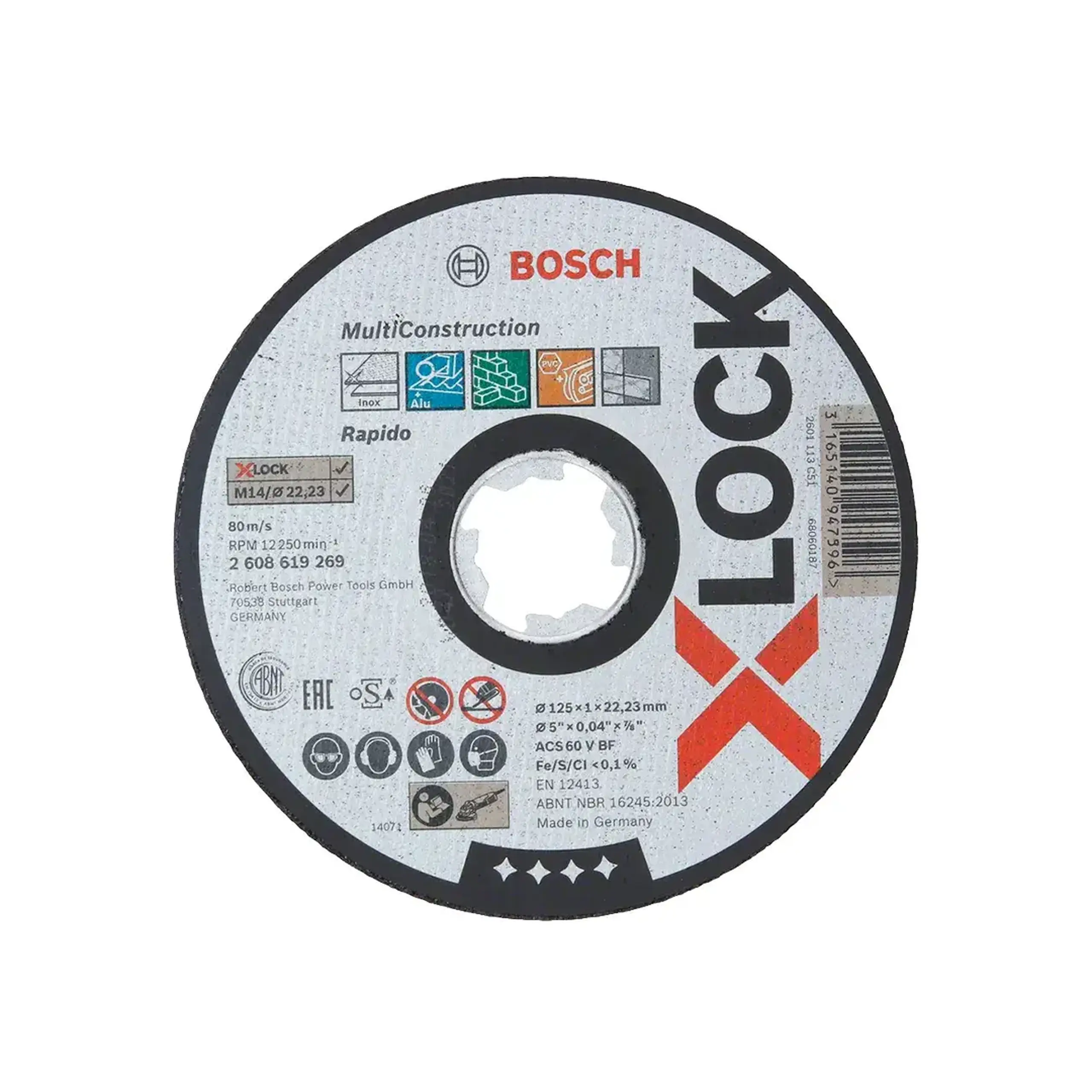 Disc de tăiat X-Lock 115 * 22.23 mm Bosch - pentru metal, piatră, plastic 125 *