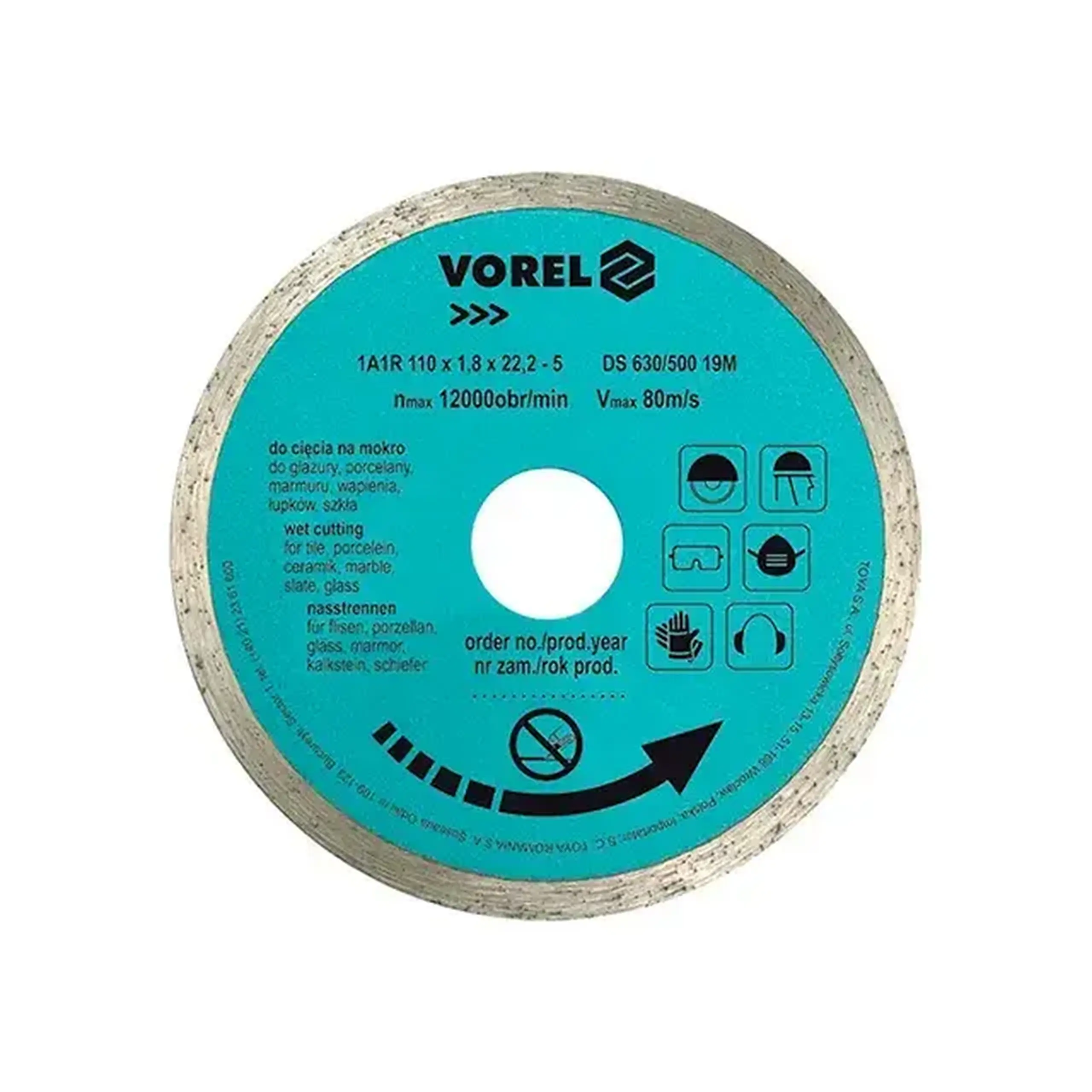 Disc diamantat pentru ceramică 125 * 22.2 mm Vorel - Diametru 125 *