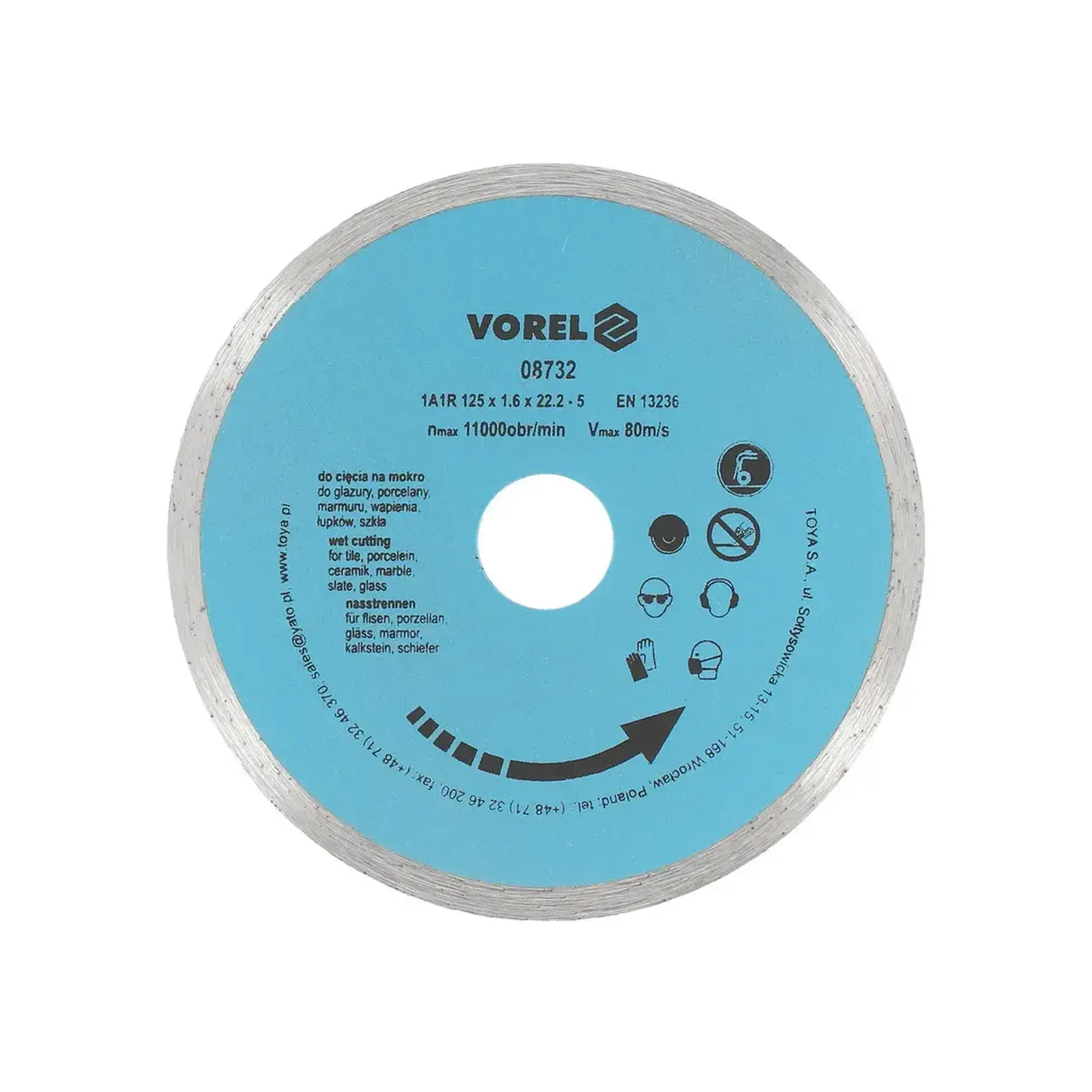 Disc diamantat pentru ceramică 125 * 22.2 mm Vorel - Diametru 230 *