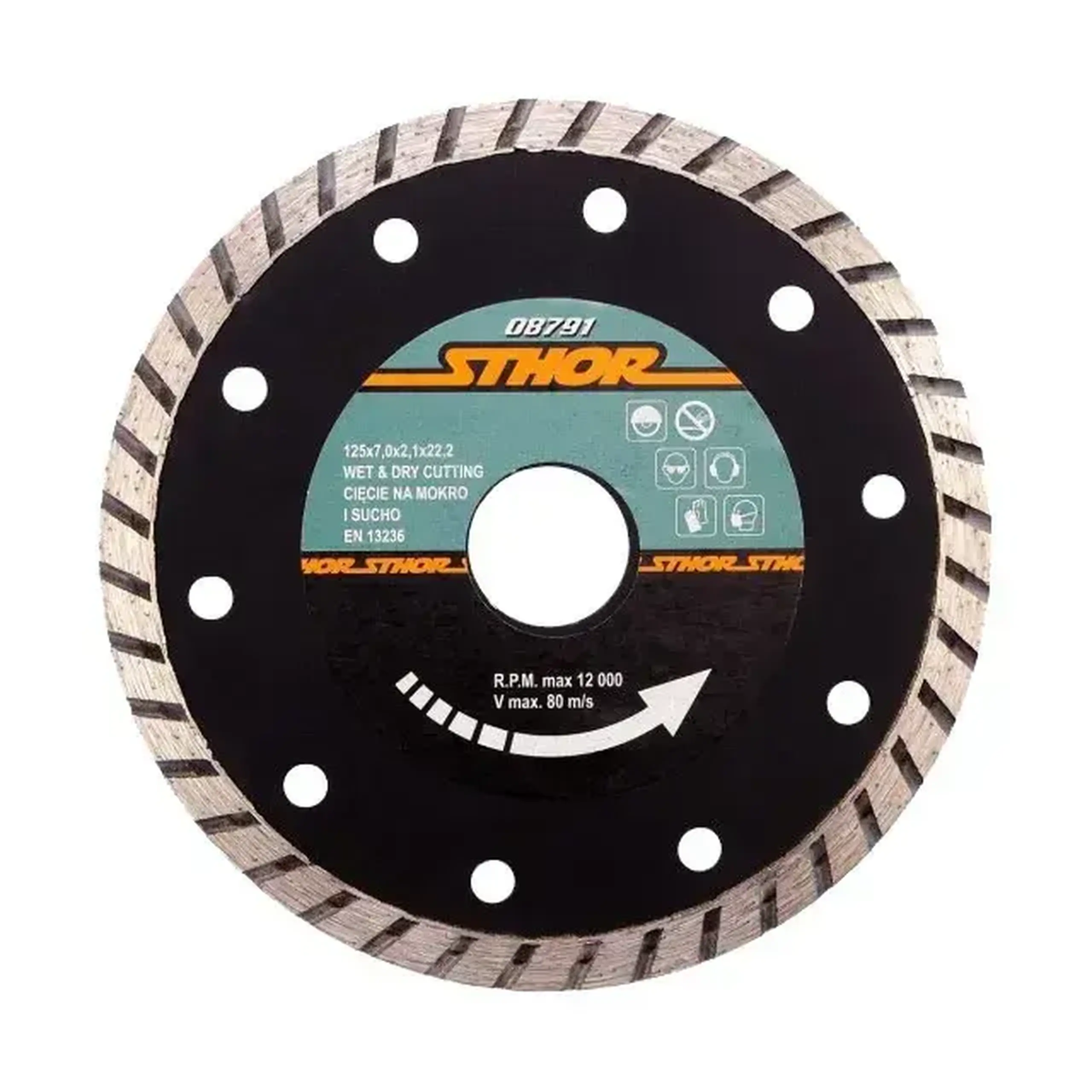 Disc diamantat pentru beton TURBO 125 * 22.2 mm Sthor - Diametru 125 *