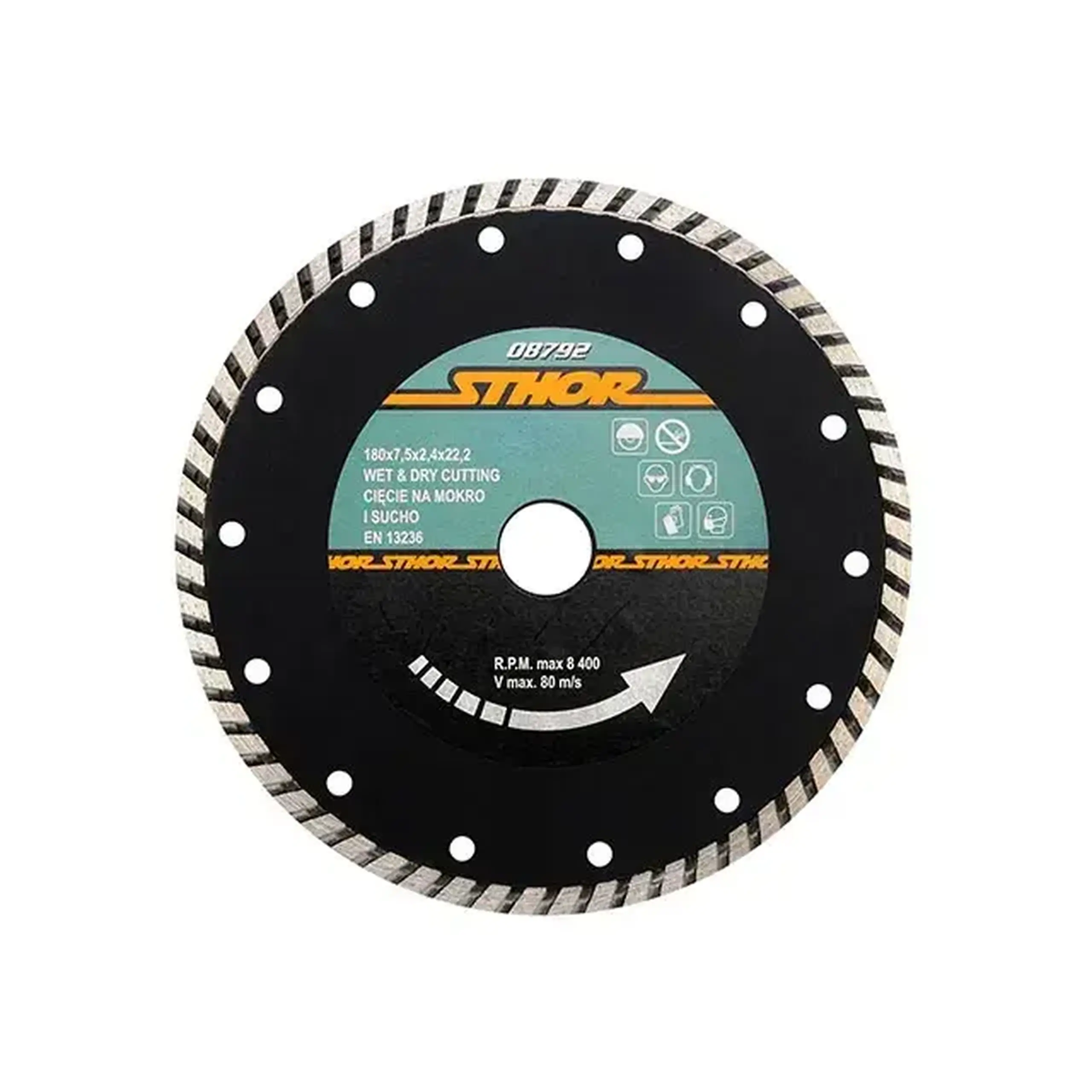 Disc diamantat pentru beton TURBO 125 * 22.2 mm Sthor - Diametru 180 *