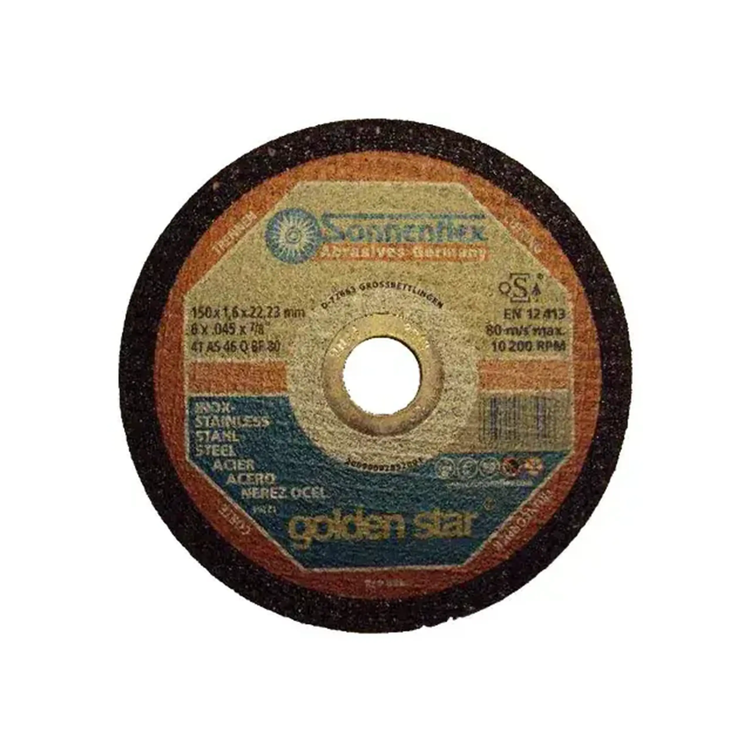 Disc de tăiat pentru inox GOLDENSTAR 115 * 22.23 mm Sonnenflex - 1 mm (L x W x H x Ø) 115 *