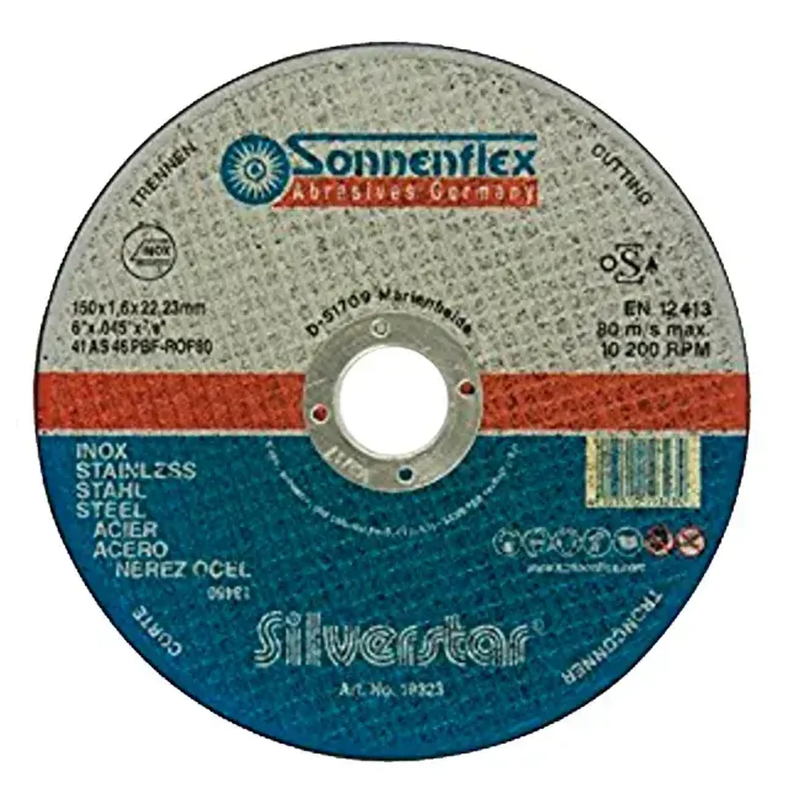 Disc de tăiat pentru inox SILVERSTAR 115 * 22.23 mm Sonnenflex - Diametru 150 *