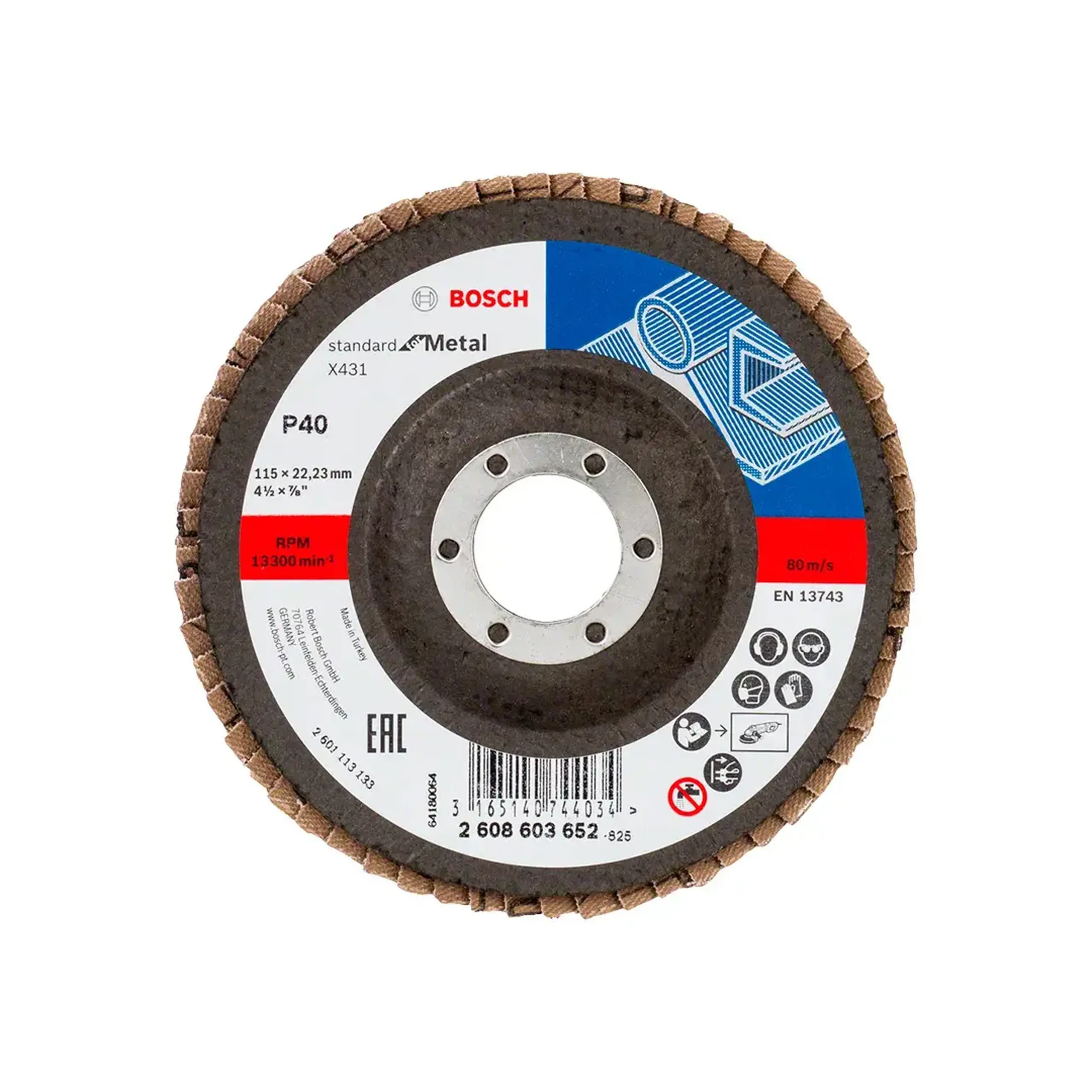 Disc lamelar frontal X431 P40 115 * 22.23 mm Bosch - Diametru 115 *
