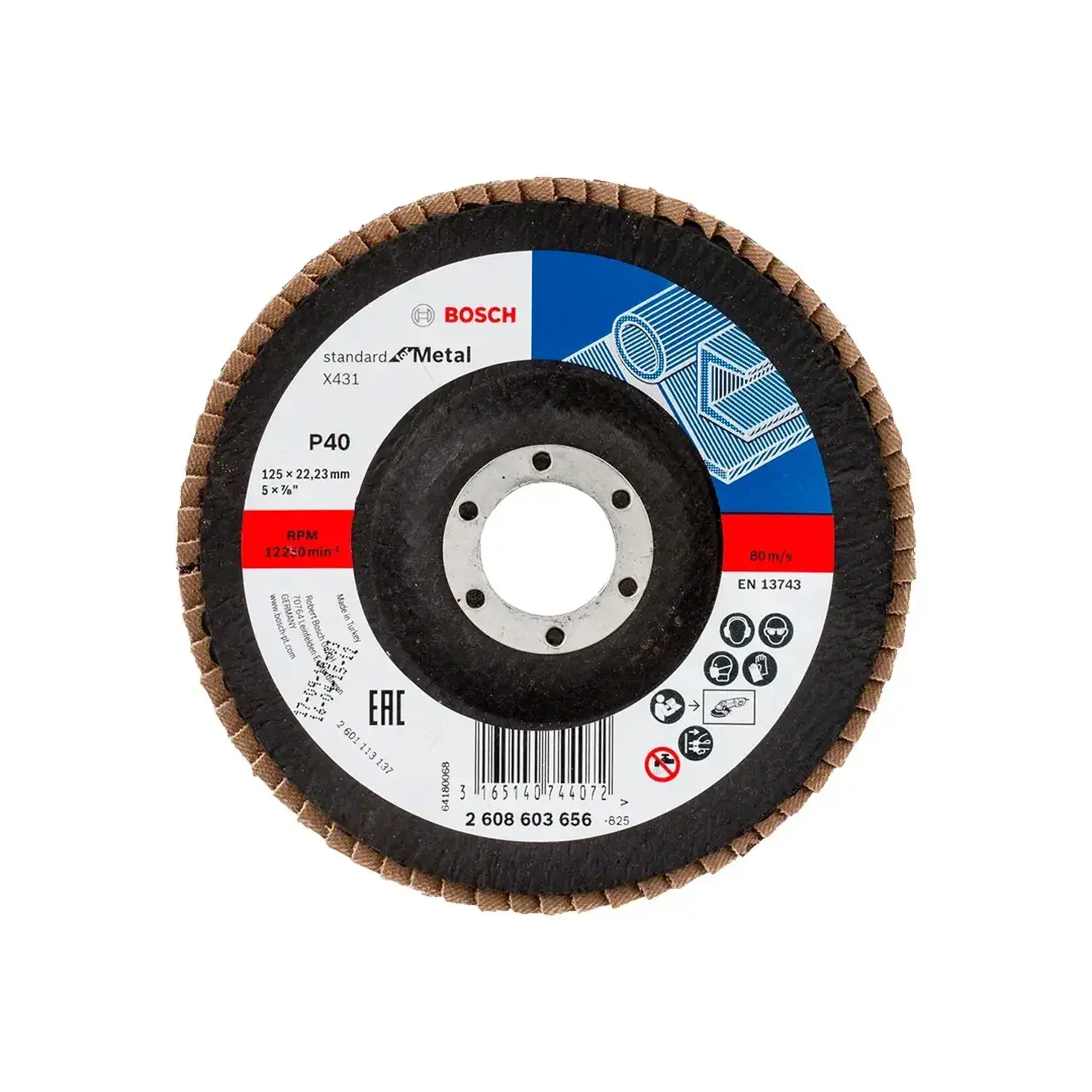 Disc lamelar frontal X431 P40 115 * 22.23 mm Bosch - Diametru 125 *