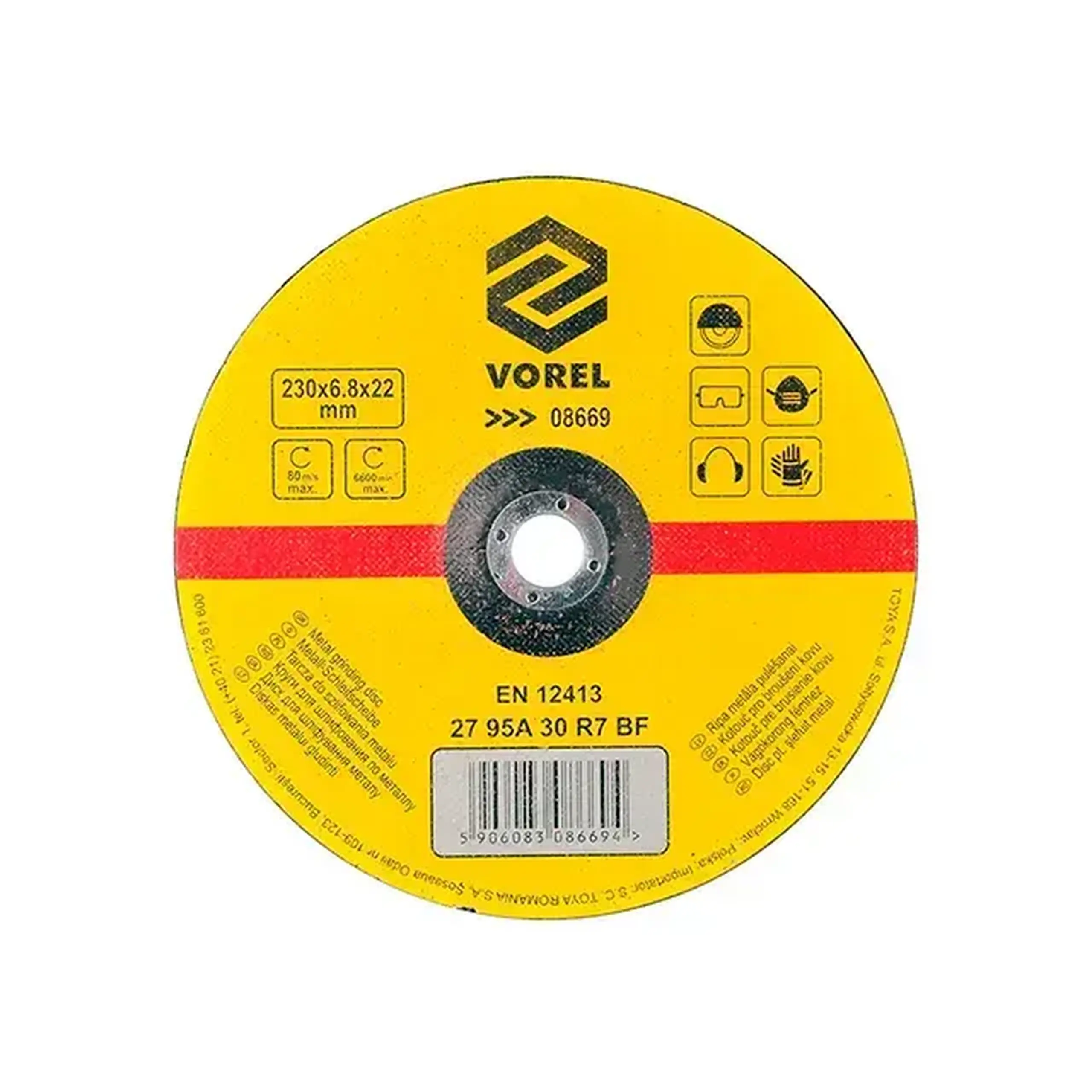 Disc abraziv 125 * 22 mm Vorel - Diametru 230 *