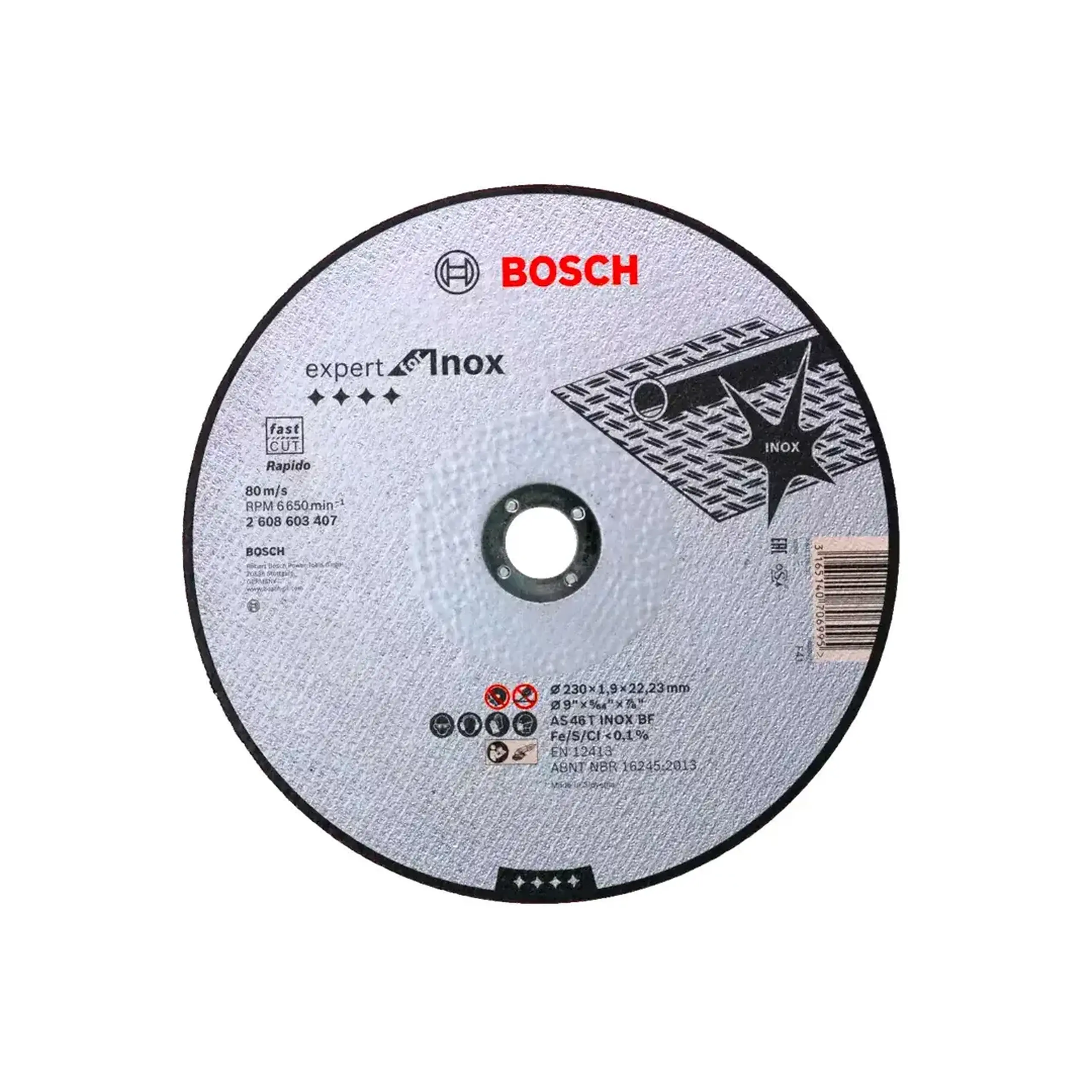 Disc de tăiat pentru inox 115 * 22.23 mm Bosch - 1.9 mm (L x W x H x Ø) 230 *