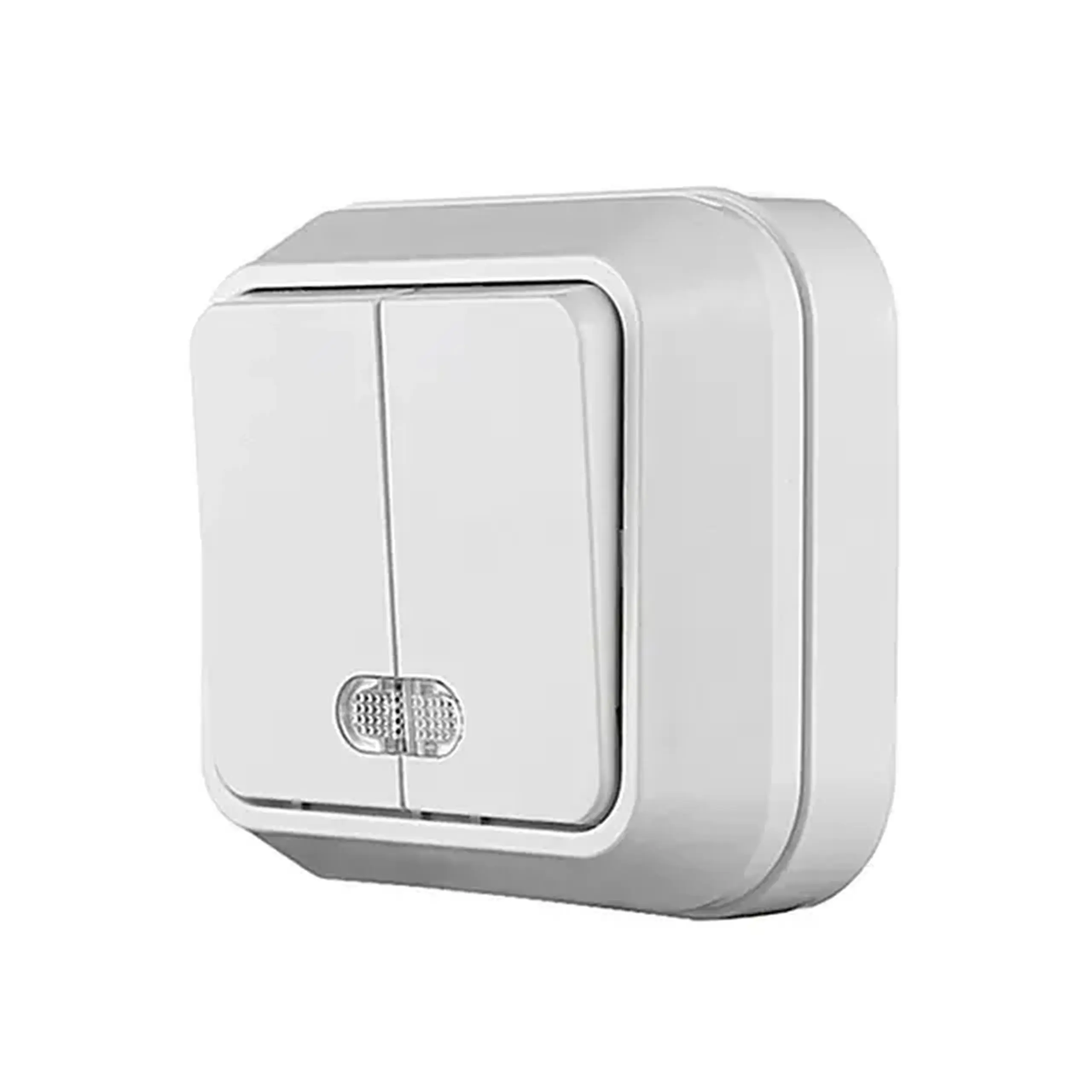 Întrerupător dublu exterior cu indicator 45123 16 A 250 V alb Makel