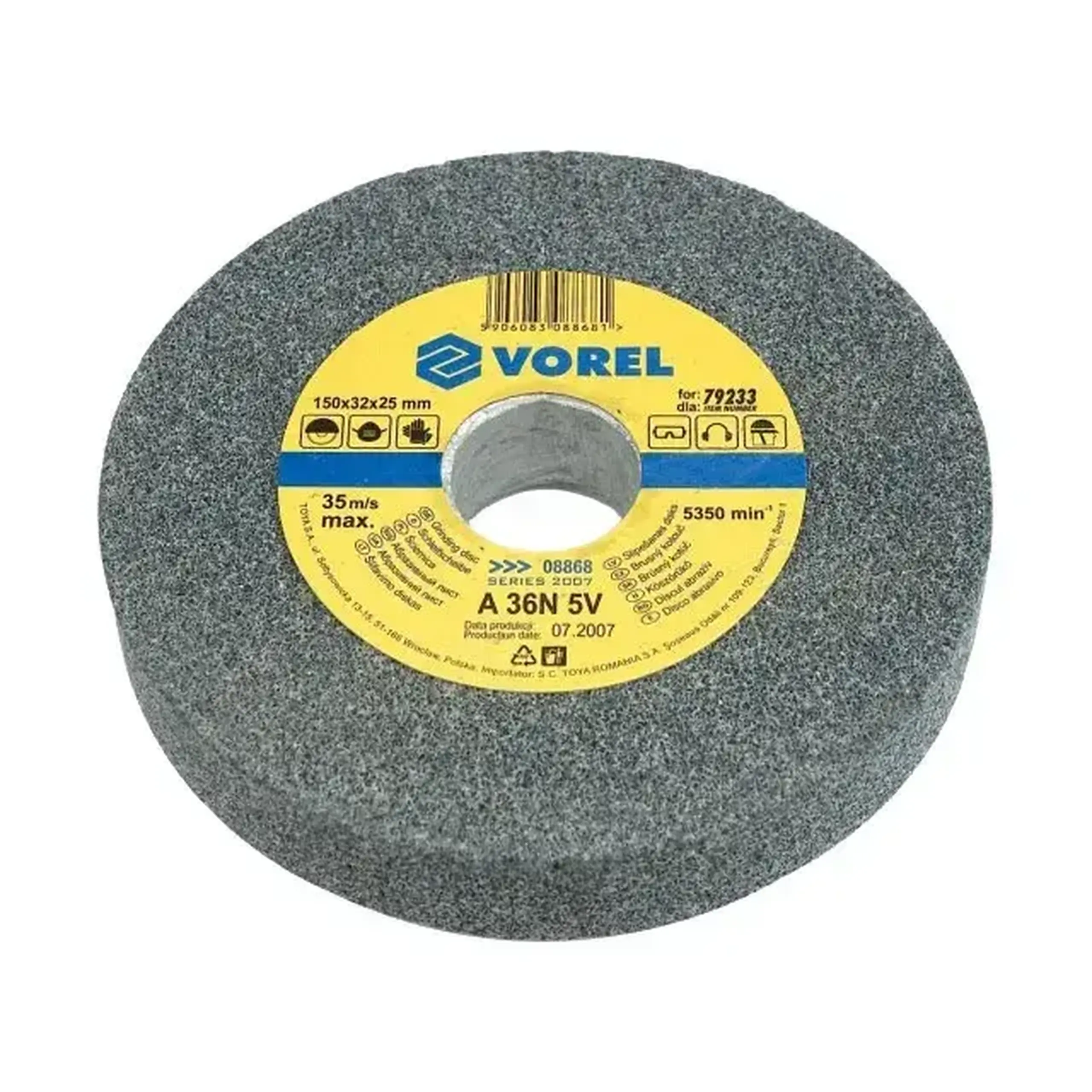 Piatră abrazivă P36 150 x 25 mm 32 mm Vorel