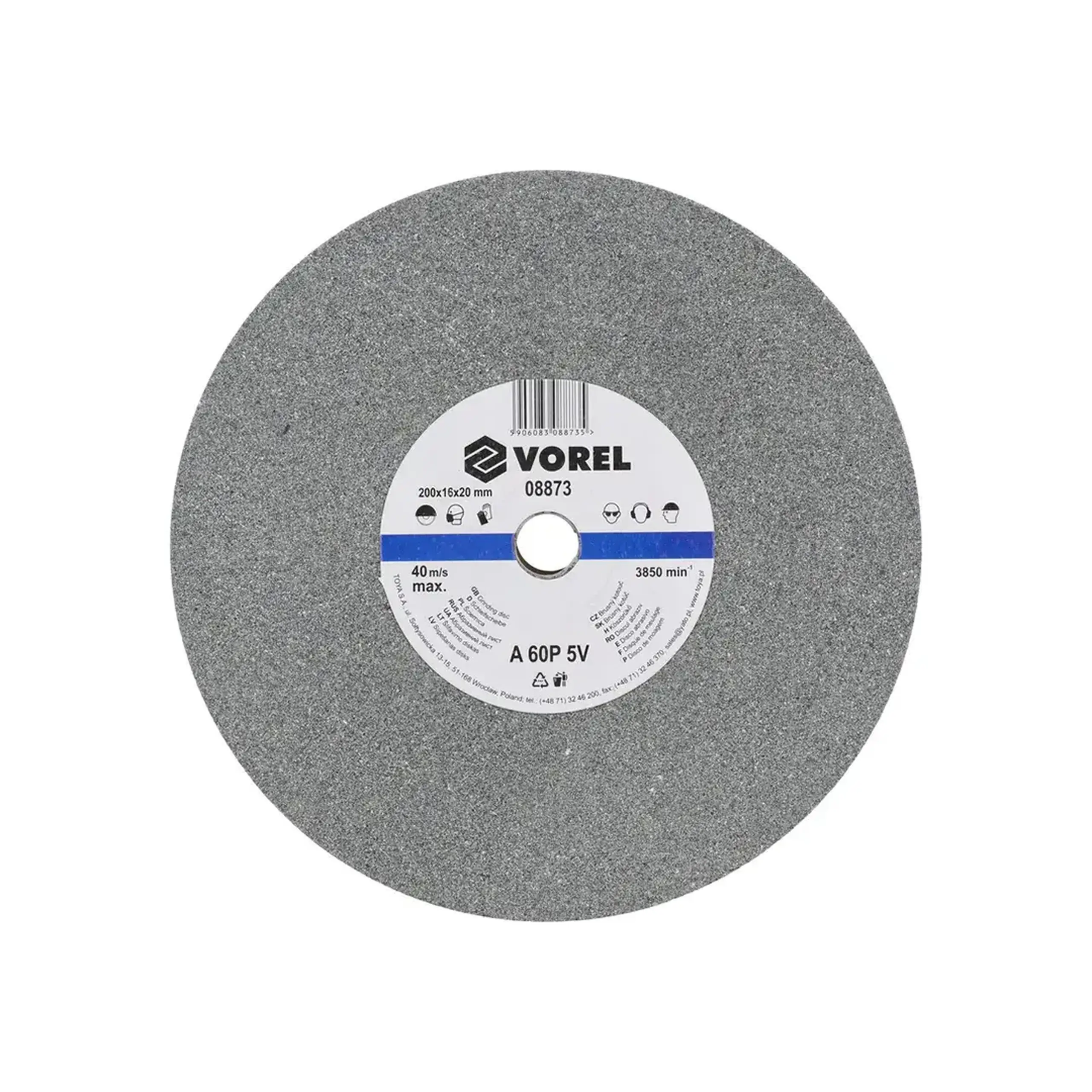 Piatră abrazivă P60 150 x 25 mm 32 mm Vorel - Dimensiuni (L x W x H x Ø) 200 x 20 mm
