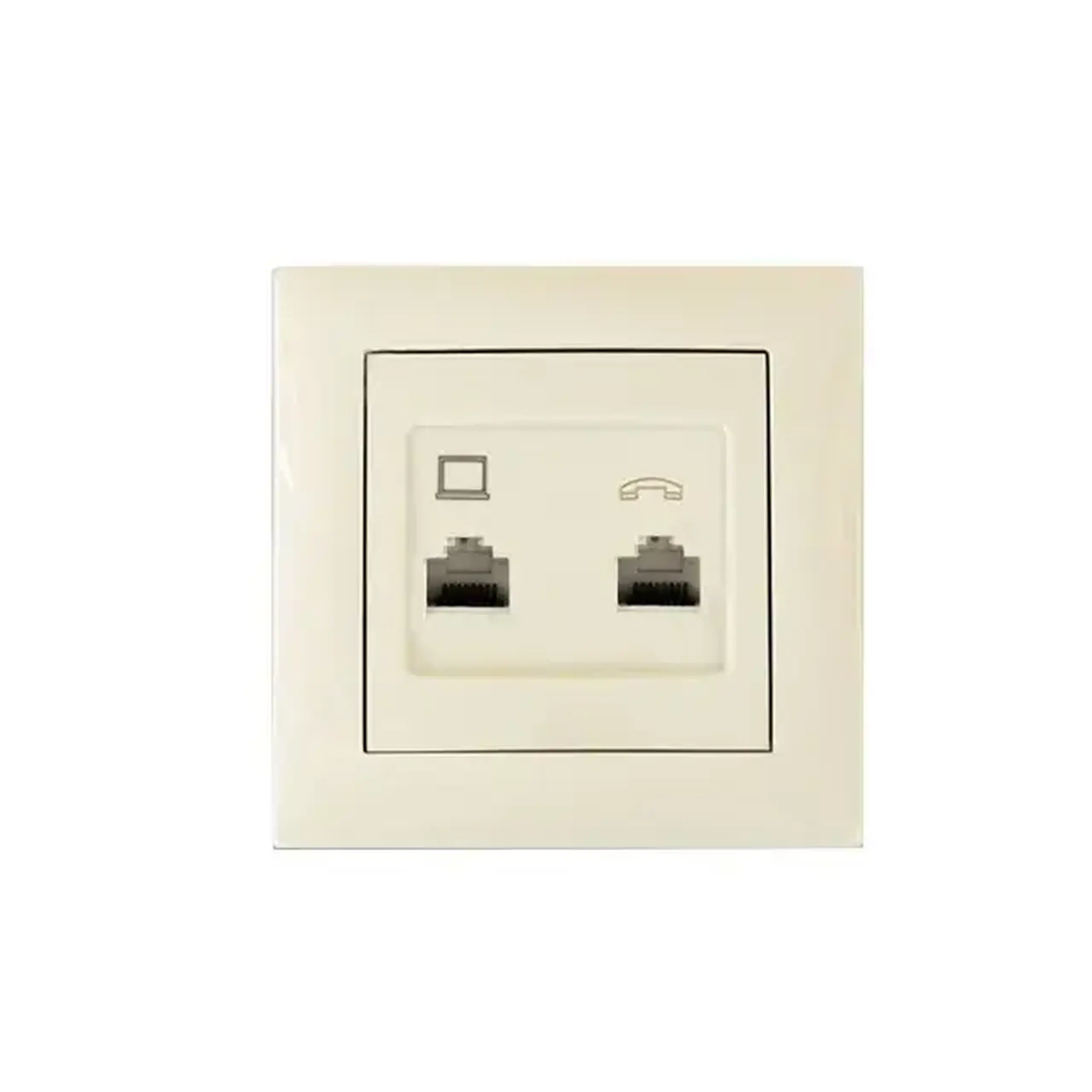 Priză dublă RJ45+RJ11 rosa 10 A crem Elmos