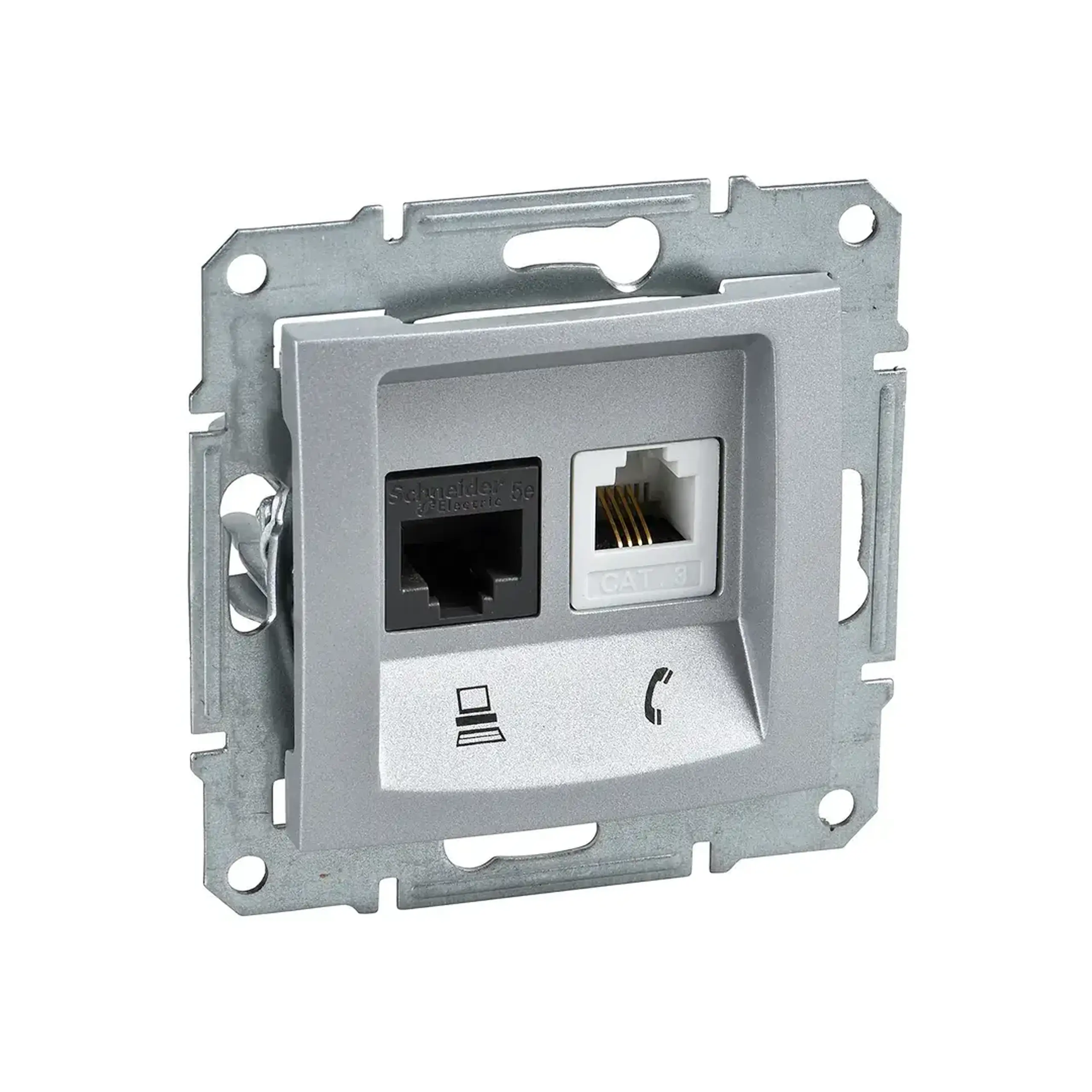 Priză de date dublă SEDNA 16 A aluminiu Schneider-Electric