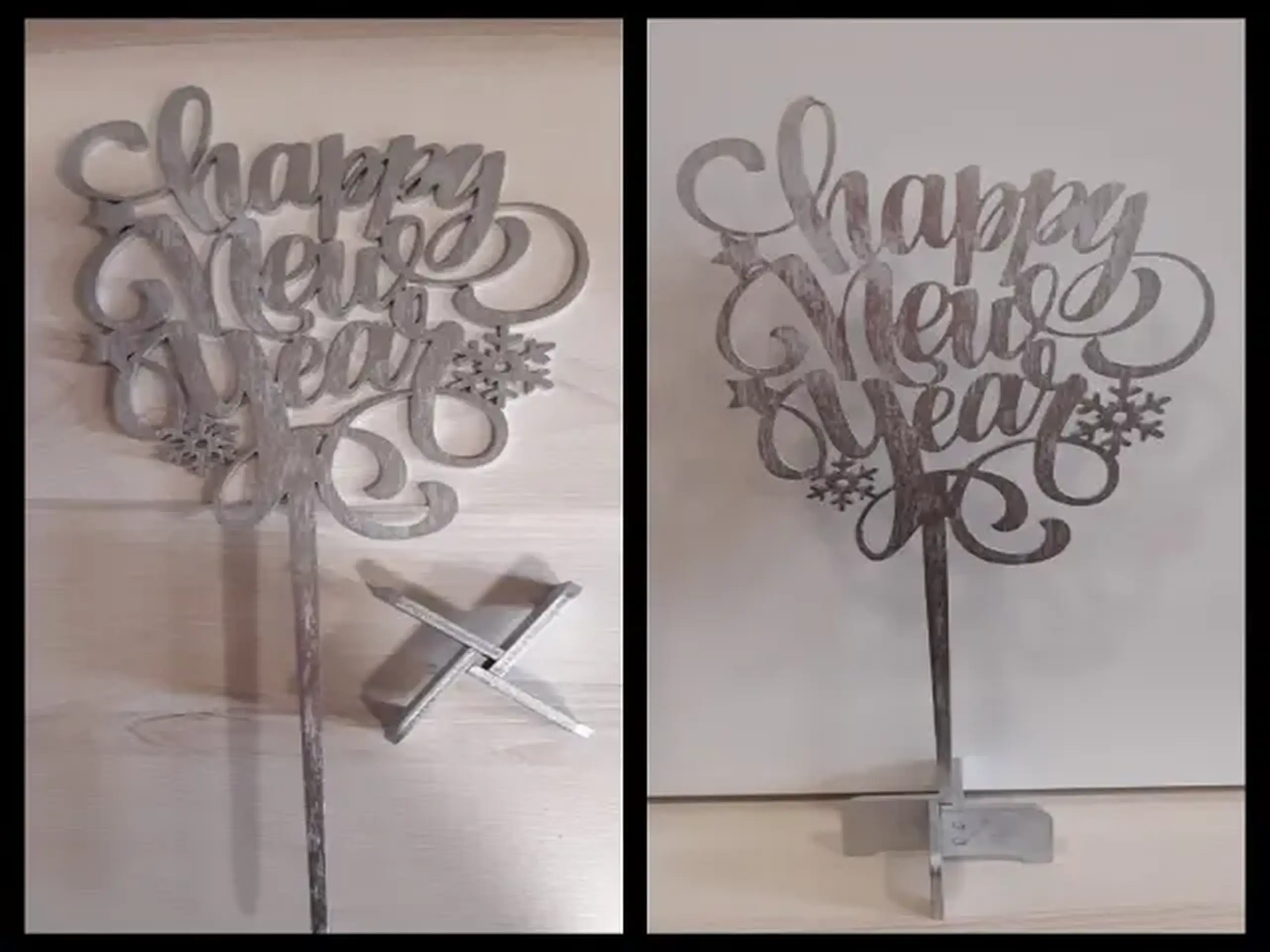 Topper din lemn cu suport - Happy New Year – 32 838