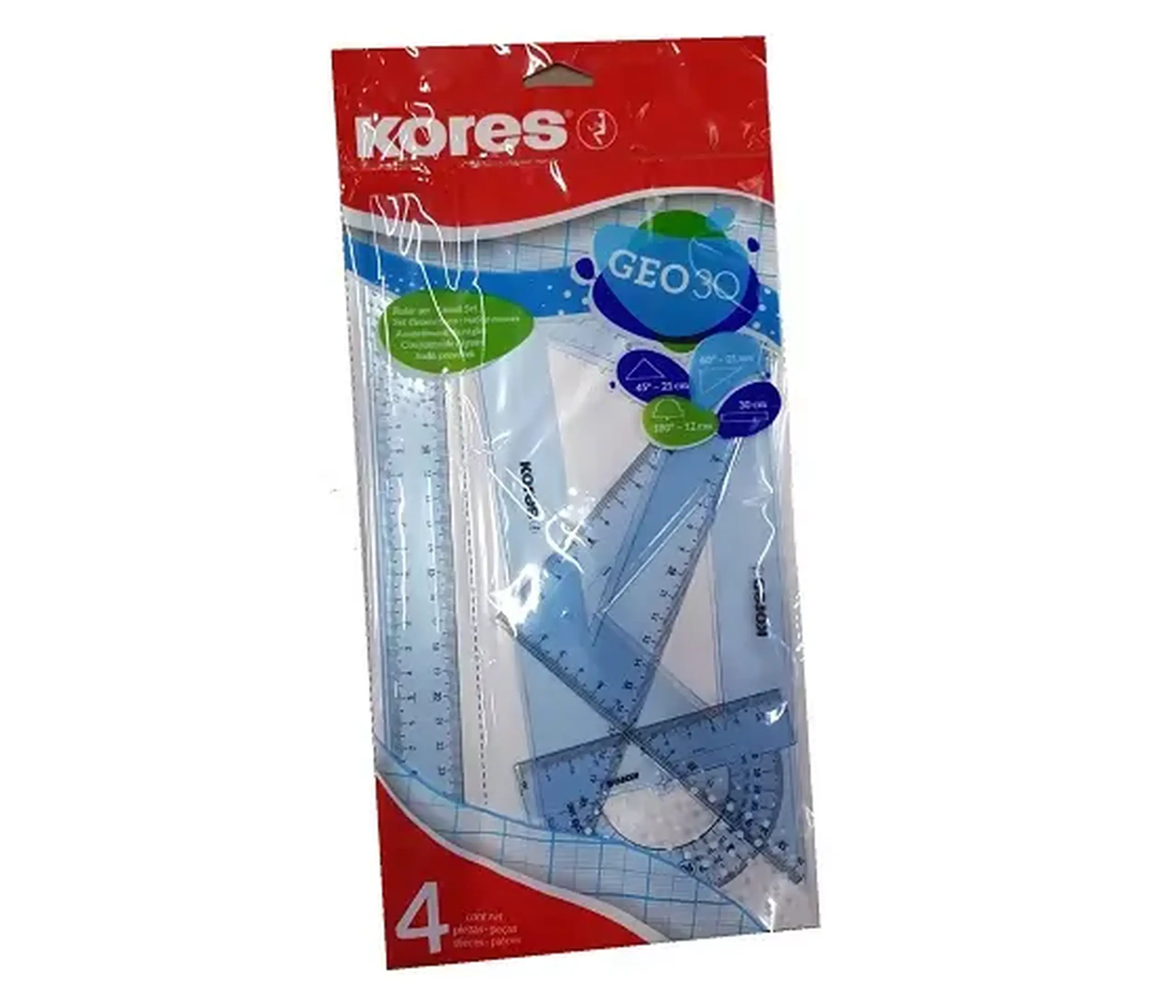 Set rigle KORES (rigla 30cm, 2 echere, raportor)
