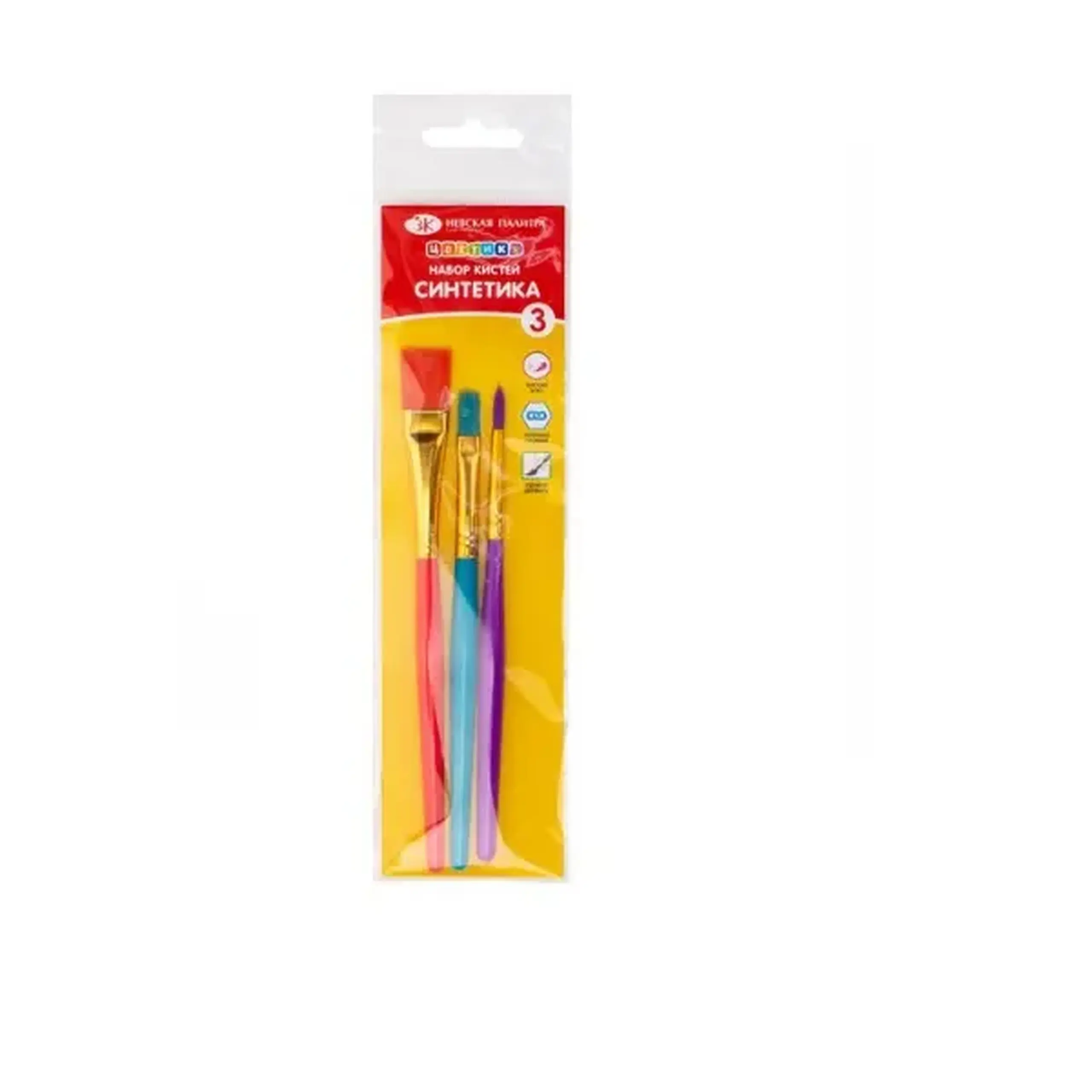 Set pensule sintetice "Tvetic" (3buc) coada scurta