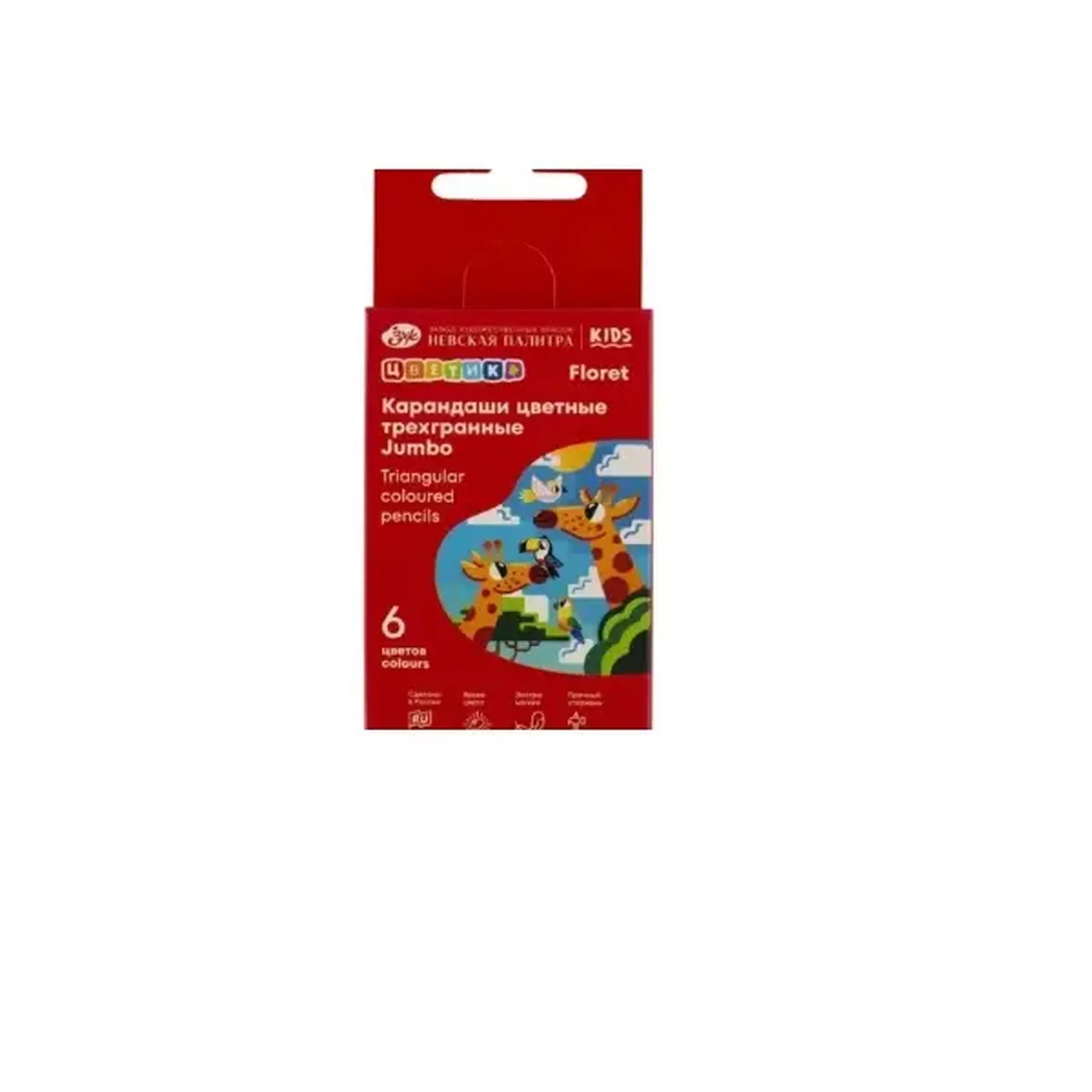 Set creioane colorate triunghiulare Jumbo ''Tvetic'' 6cul. 85mm