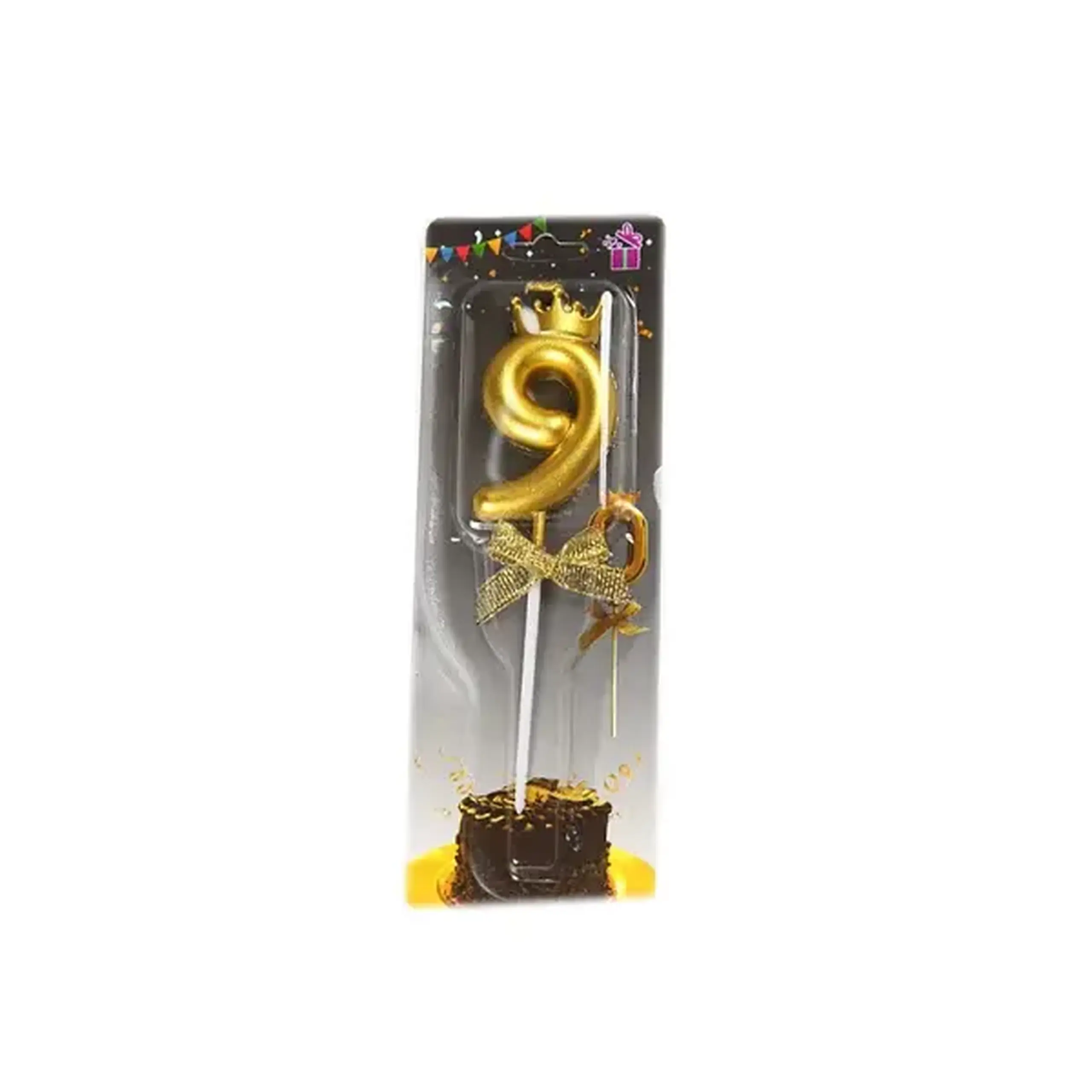 Lumanare cifra 9 aurie – 55 281