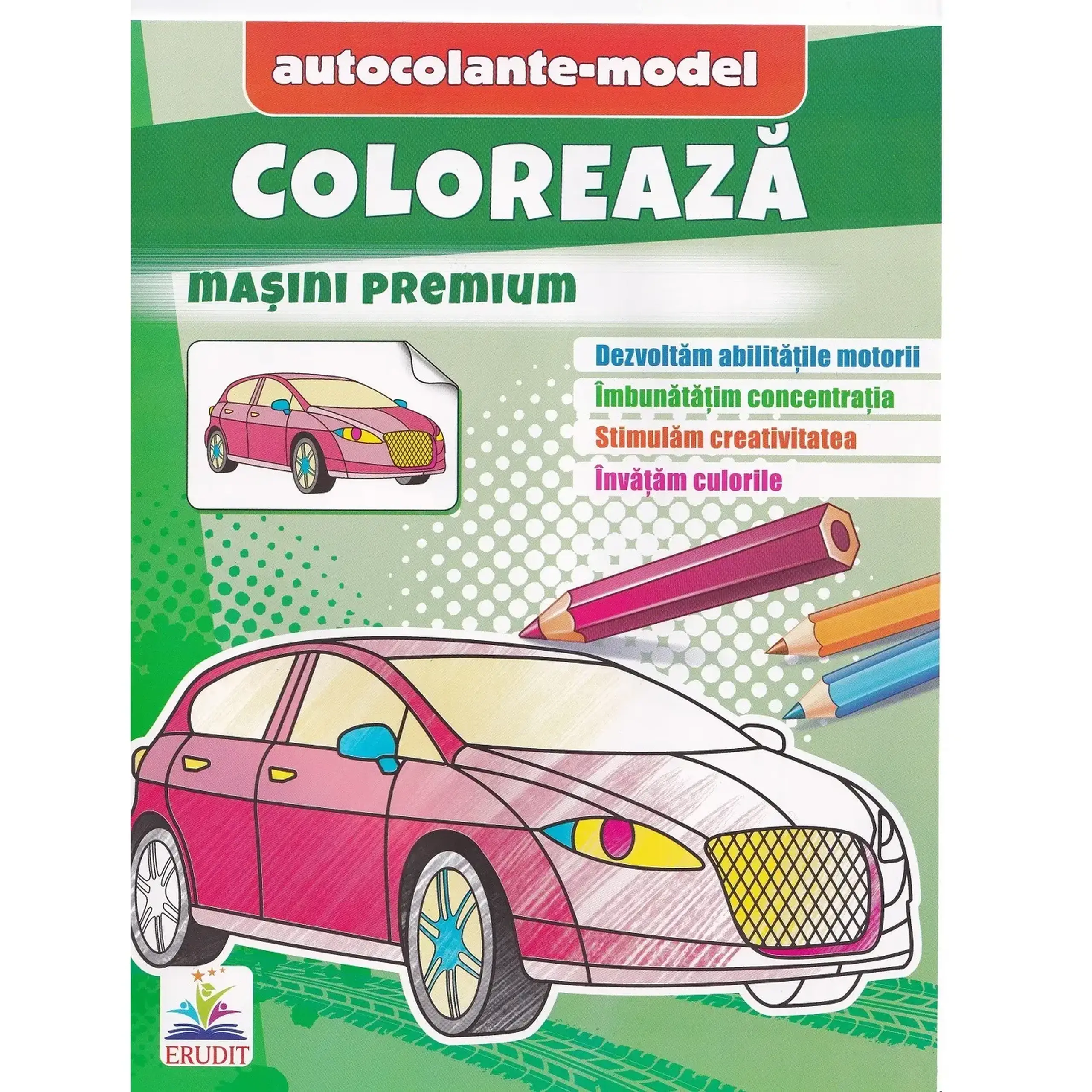 Coloreaza+autocolante - Masini premium