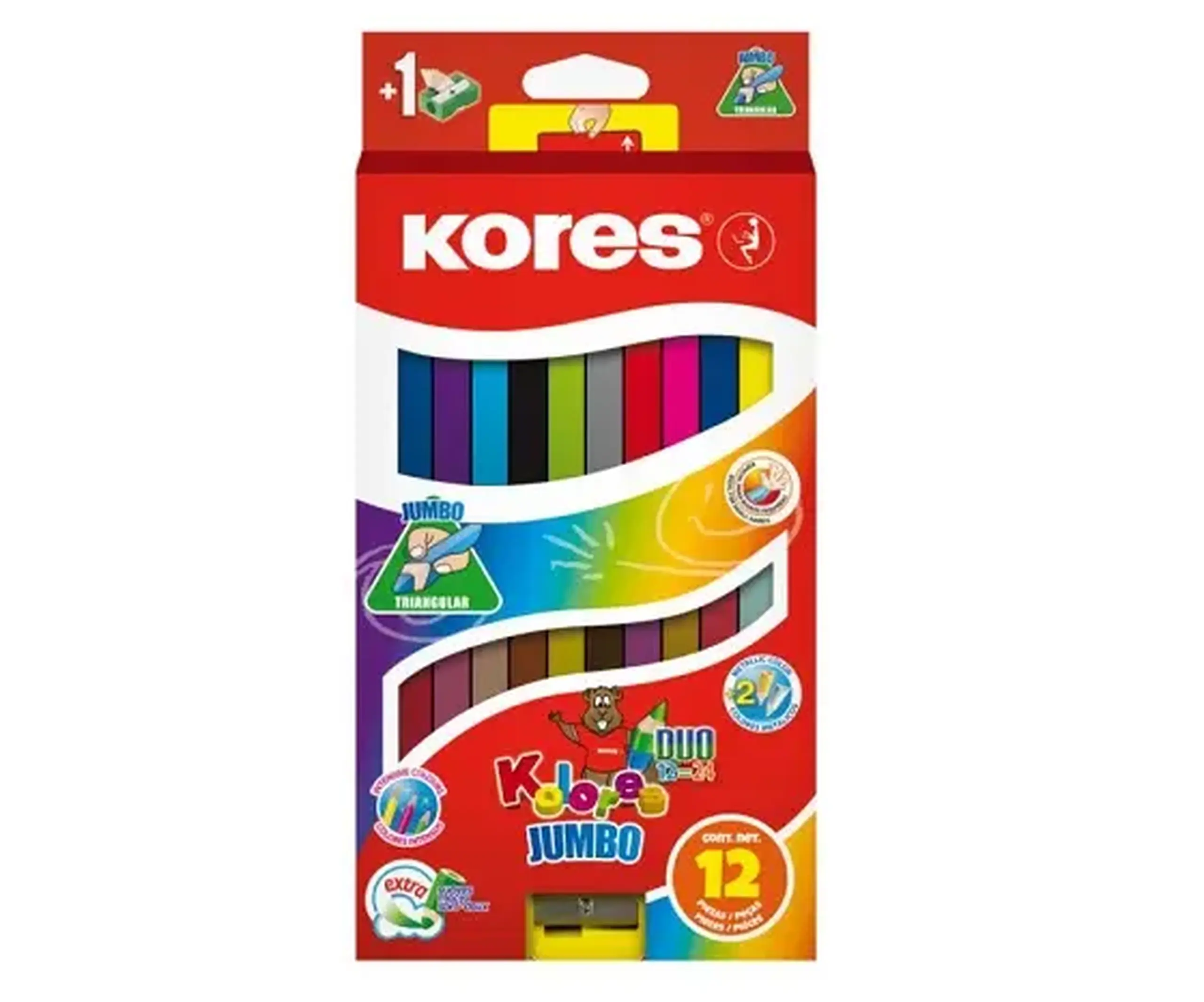 Creioane color Kores Jumbo DUO 12 cul 30 766