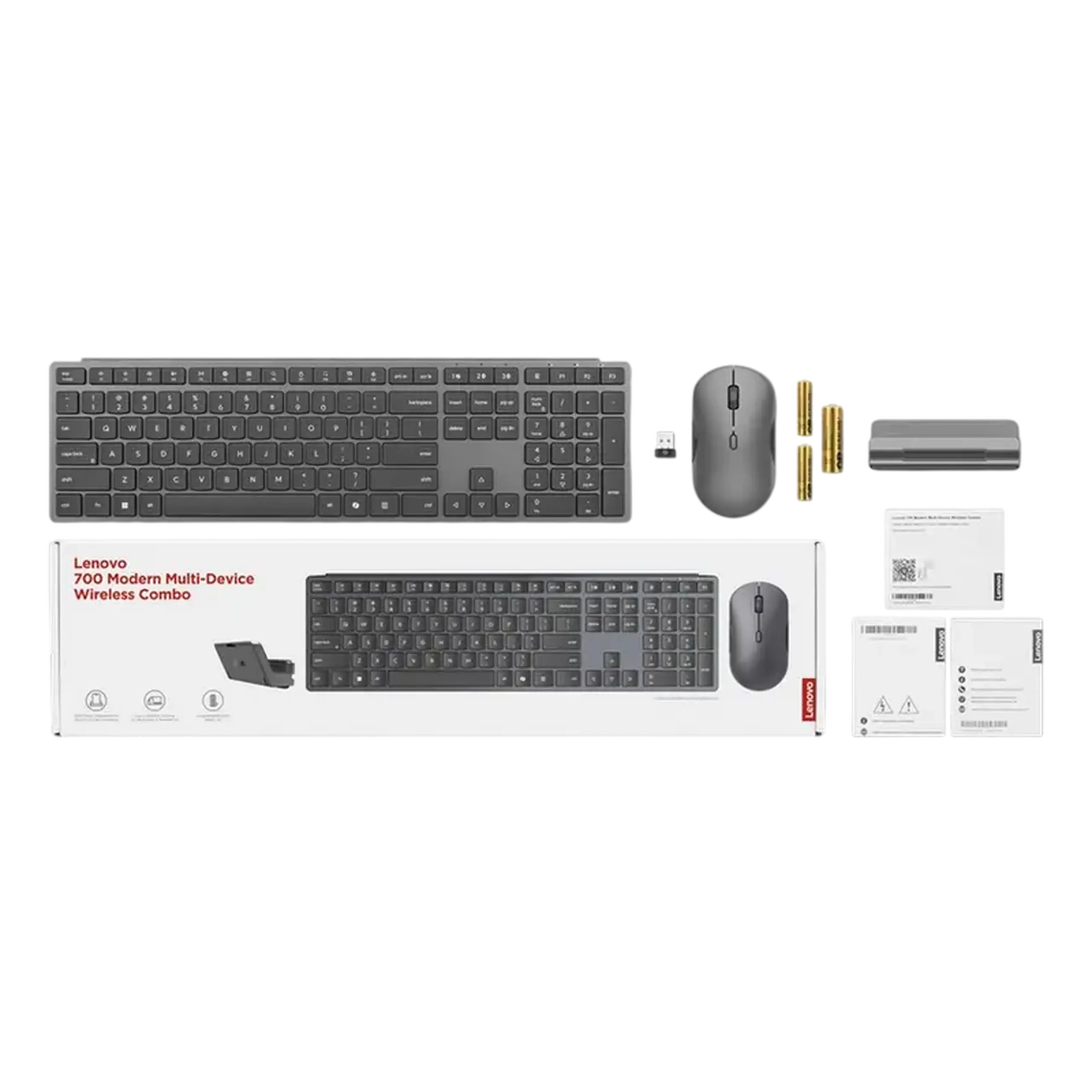 Set Tastatură + Mouse Lenovo 700, Fără fir, Luna Grey