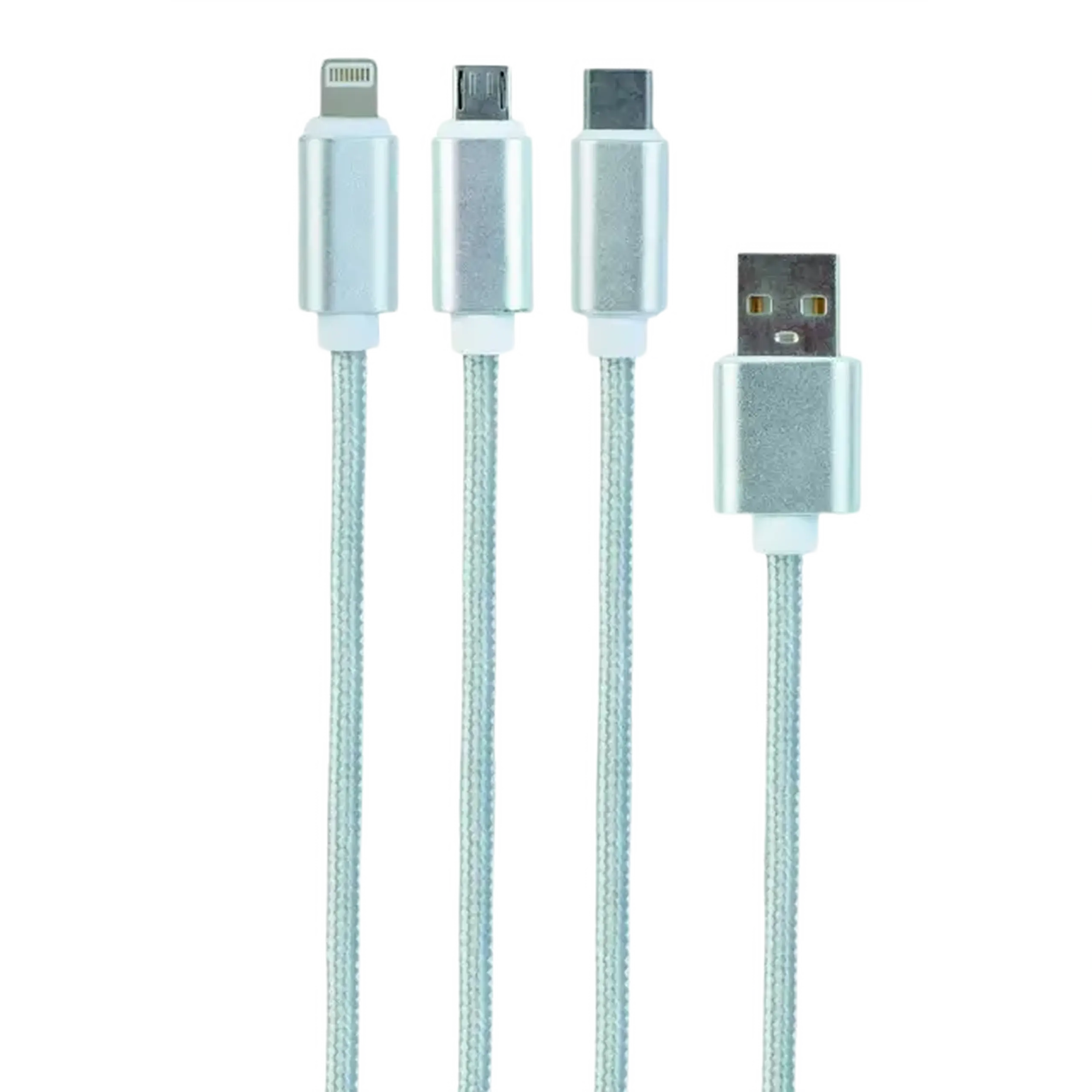 Cablu încărcare și sincronizare Cablexpert CC-USB2-AM31-1M-G, USB Type-A/Micro USB, Type-C, Lighting, 1m, Alb