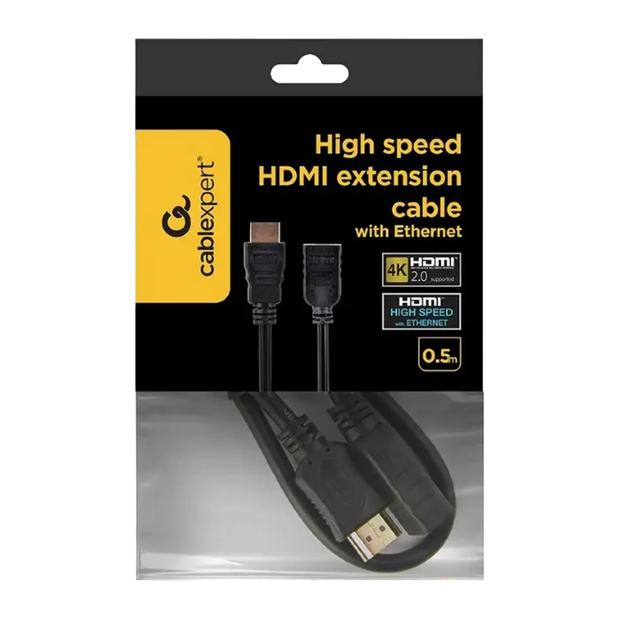 Cablu Video Cablexpert CC-HDMI4X-0.5M, HDMI (M) - HDMI (F), 0,5m, Negru