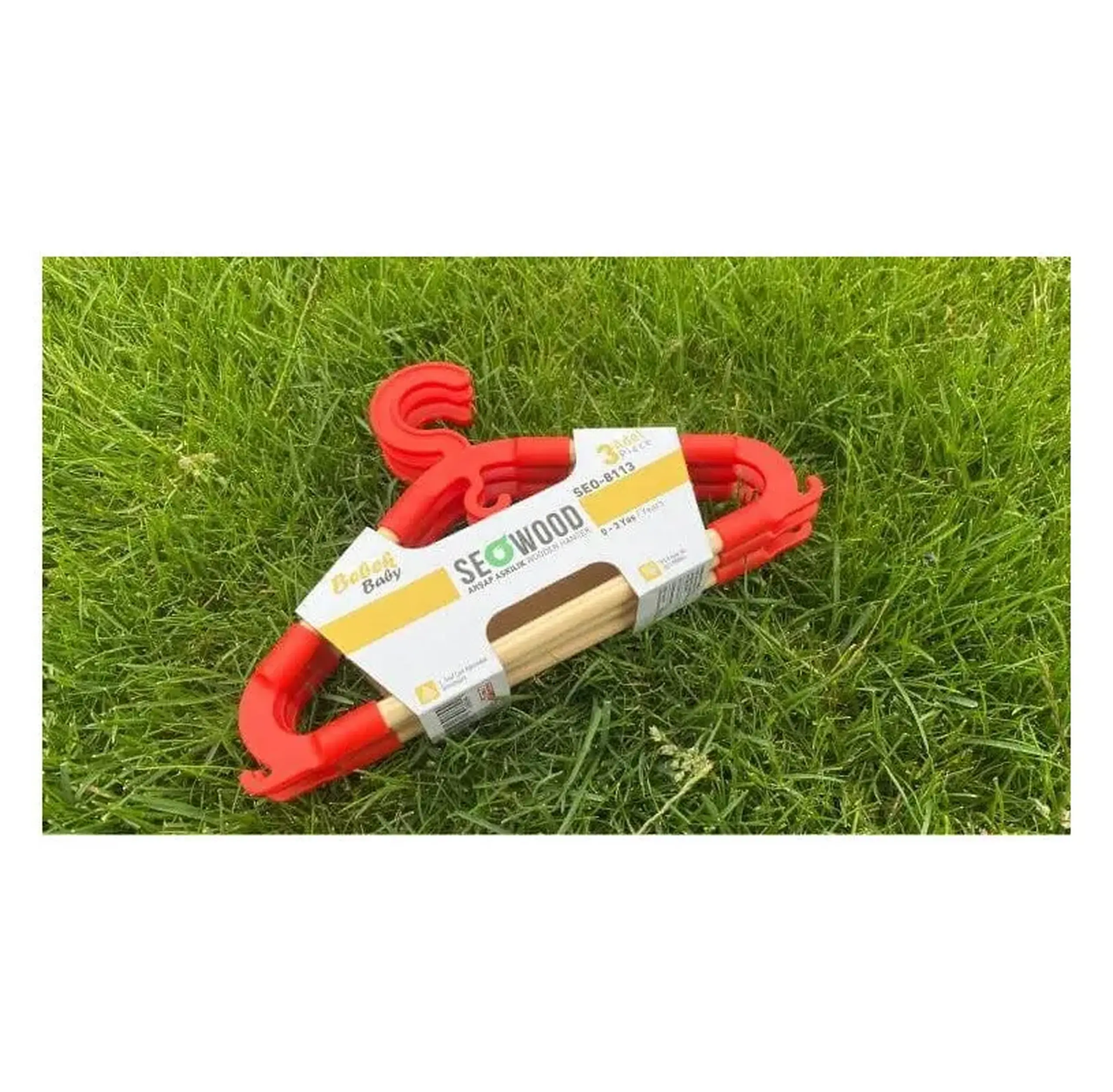 Umerașe din lemn pentru copii Seowood SEO-8113 – set 3 bucăți, 0–3 ani