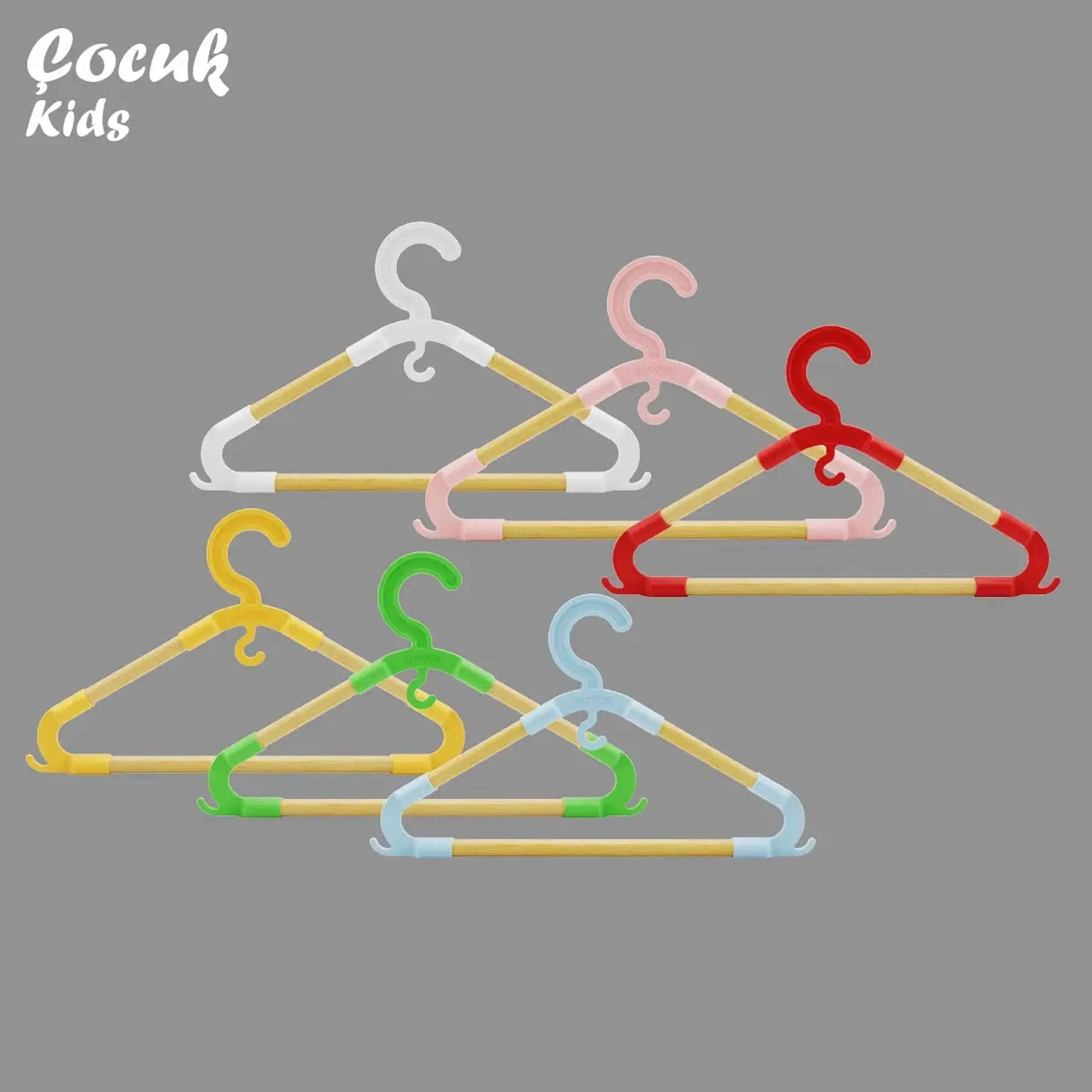 Set 3 umerașe din lemn Seowood 8112 pentru copii 4–7 ani