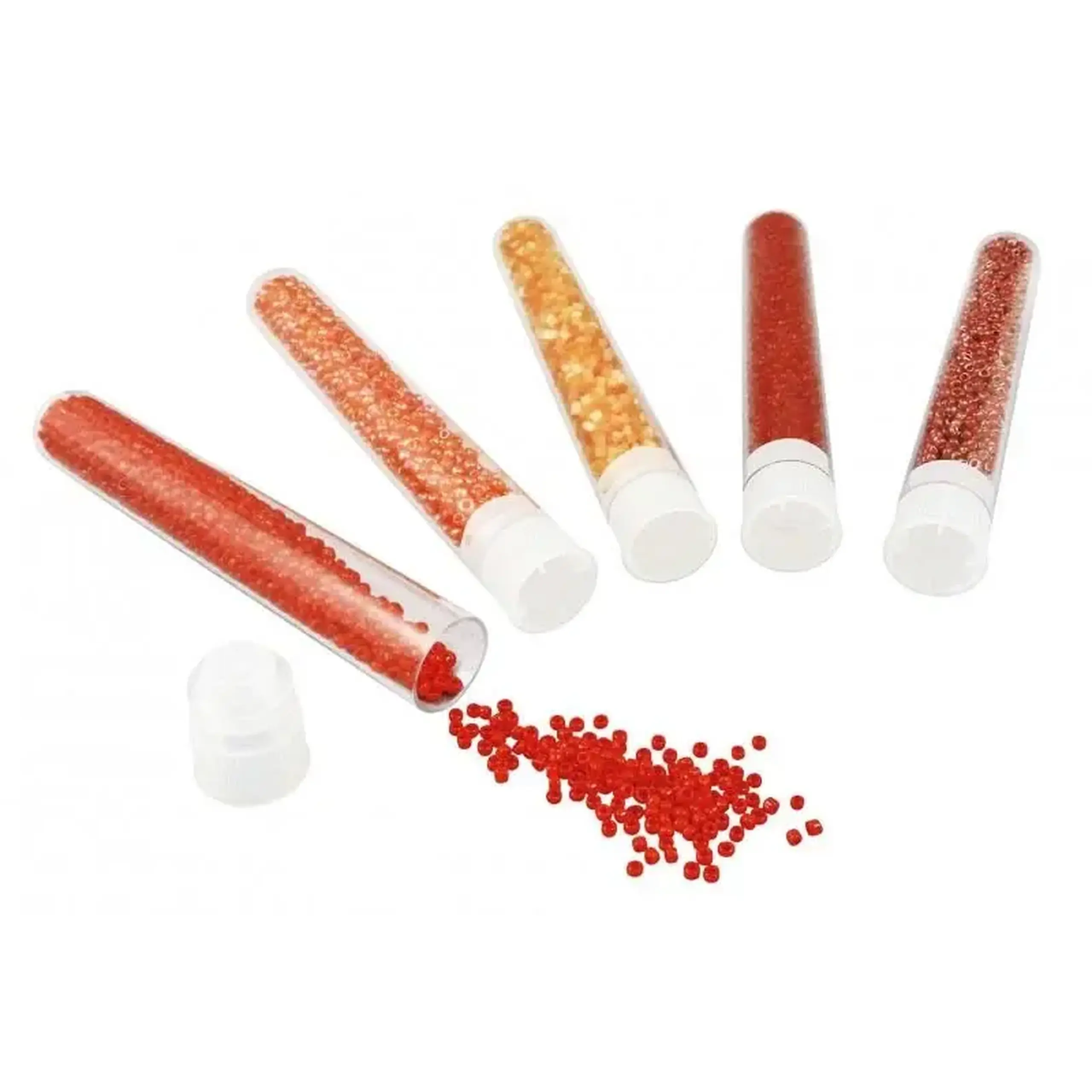 Set cu 5 tuburi de mărgele roșii — BUKI