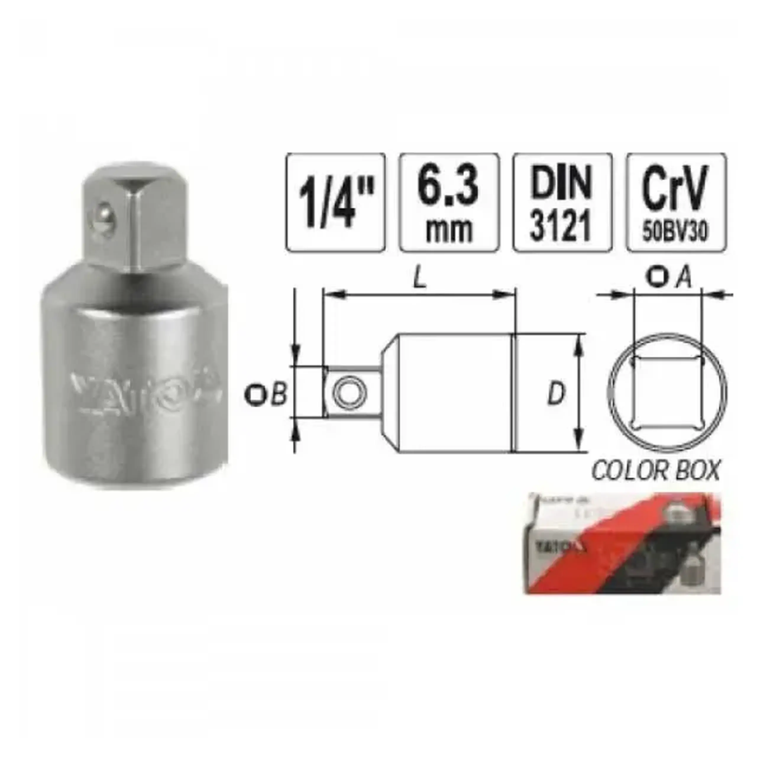 Adaptor pentru cap tubular 1/4"(F) - 3/8"(M) 25 mm Yato