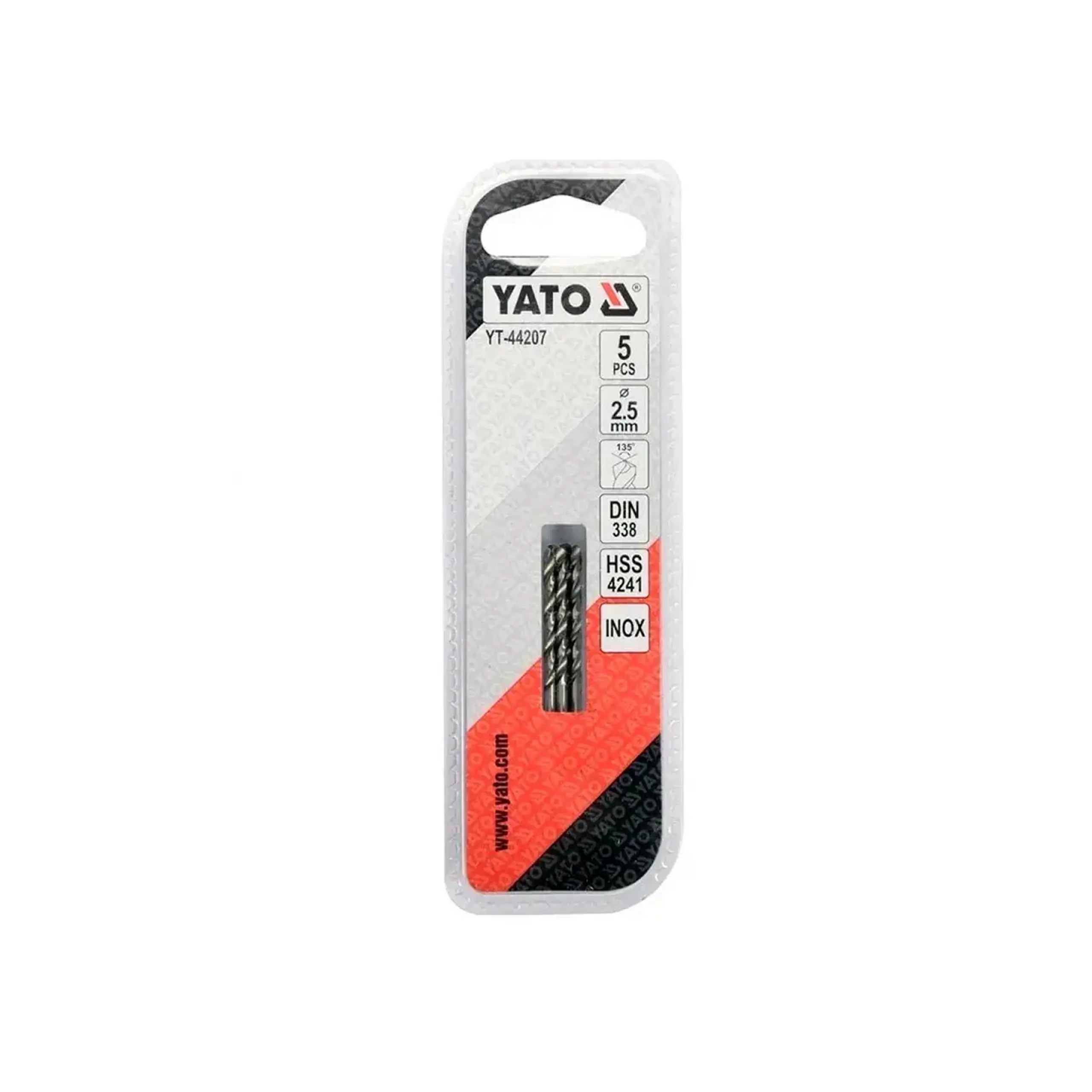 Set burghie 5 buc. pentru metal 2.5 mm Oțel HSS Cilindric Yato
