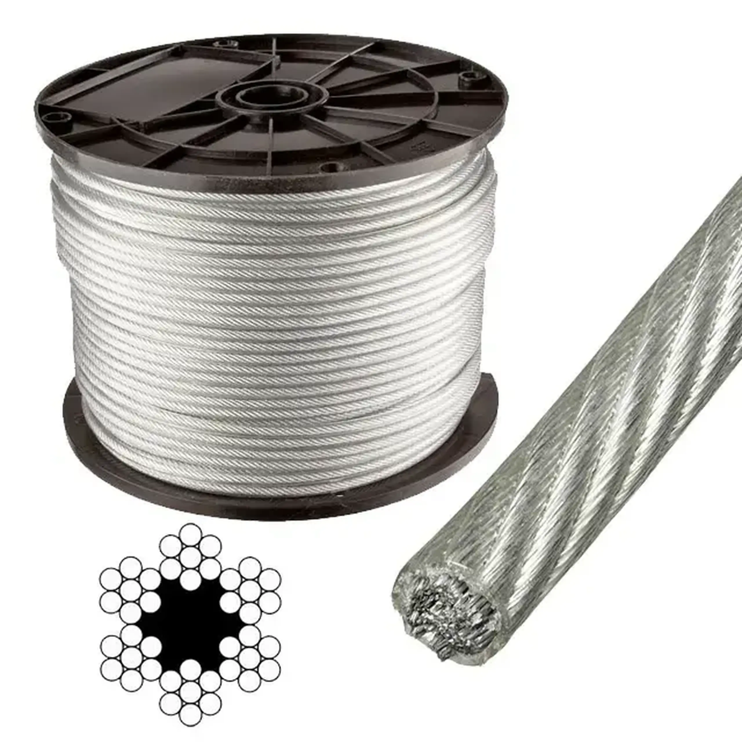 Cablu de oțel Elmos 22353 1000 m 3-4 mm 6x7 oțel/PVC - Model 22353