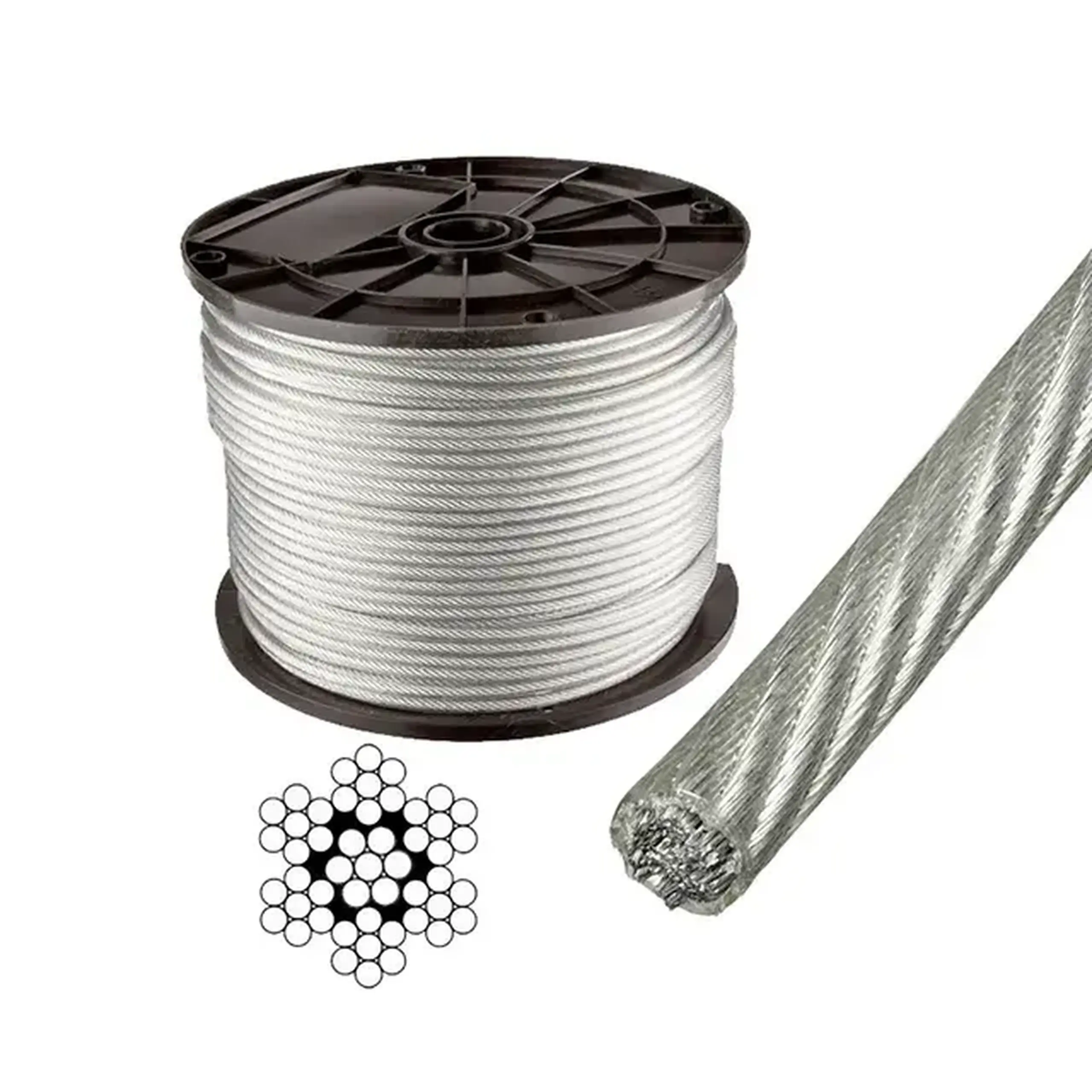 Cablu de oțel Elmos 22399 1000 m 2 mm 7x7 inox/Pvc - Model 22399