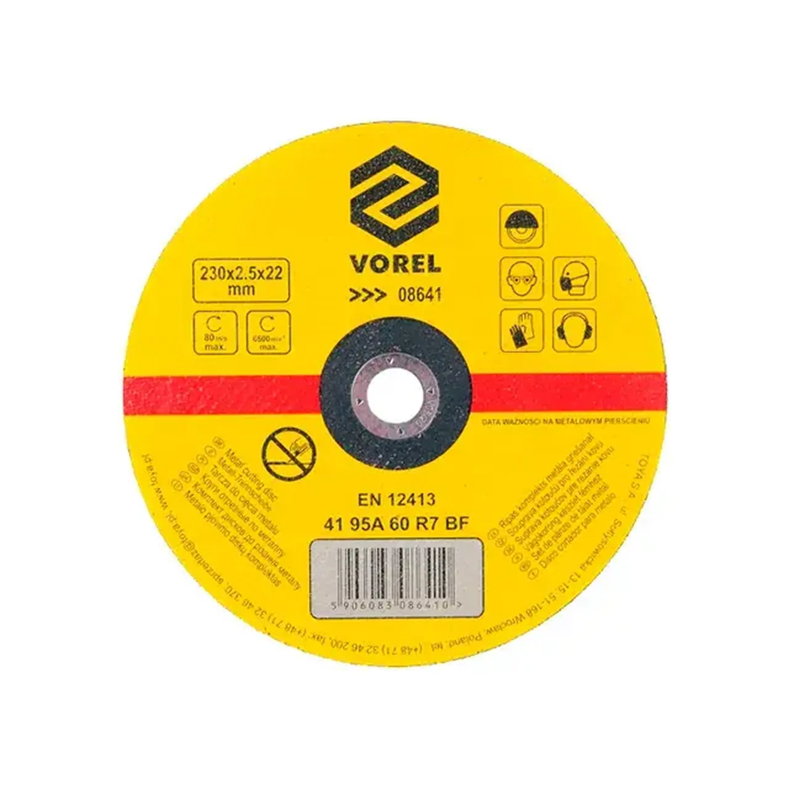 Disc de tăiat pentru metal 125 * 22 mm Vorel - 2.5 mm (L x W x H x Ø) 230 *