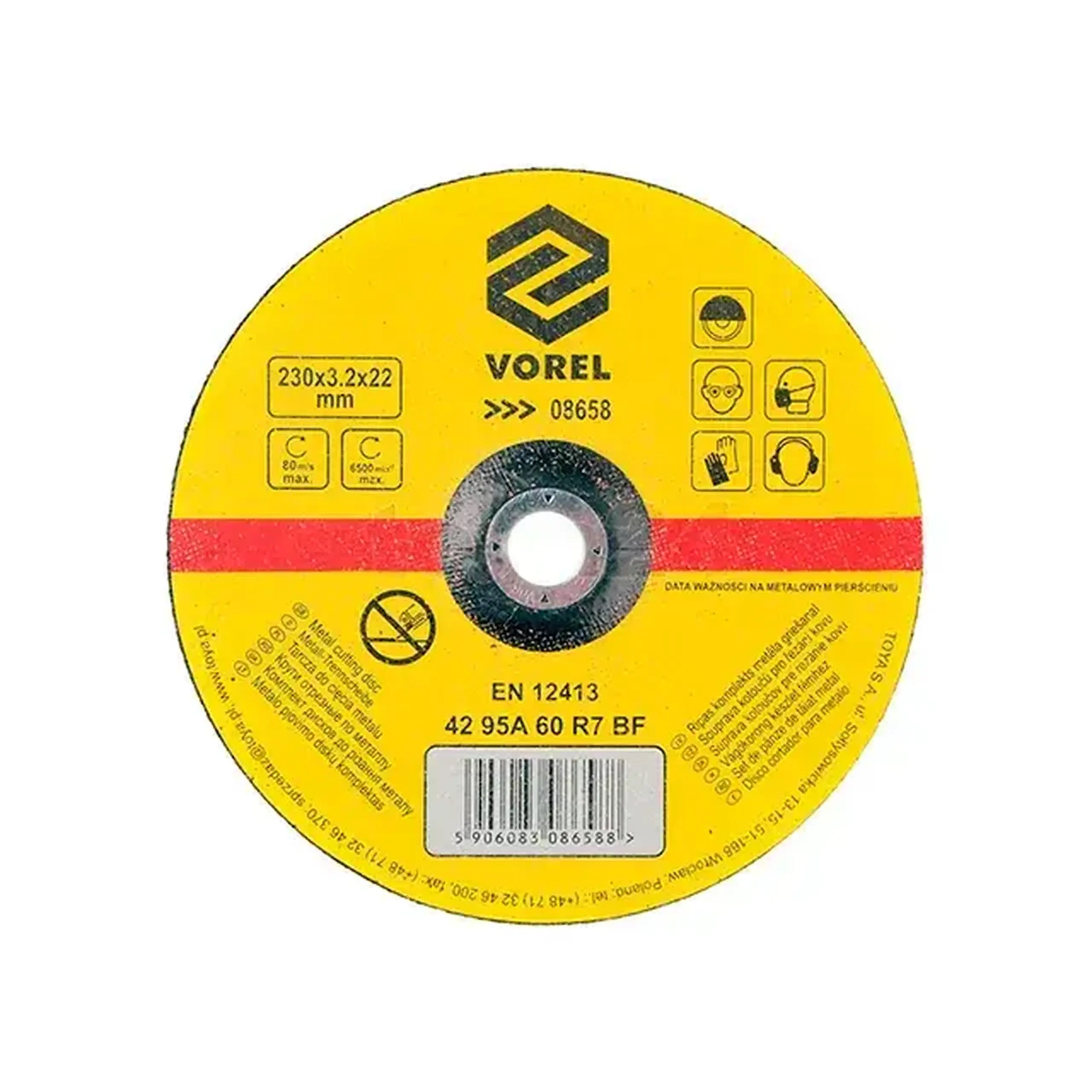 Disc de tăiat pentru metal 125 * 22 mm Vorel - 3.2 mm (L x W x H x Ø) 230 *