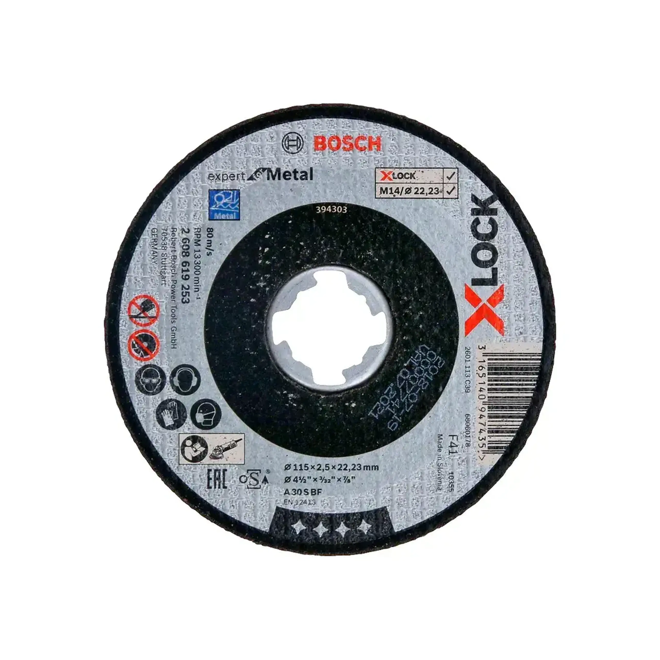 Disc de tăiat pentru metal X-Lock 115 * 22.23 mm Bosch - 2.5 mm (L x W x H x Ø) 115 *