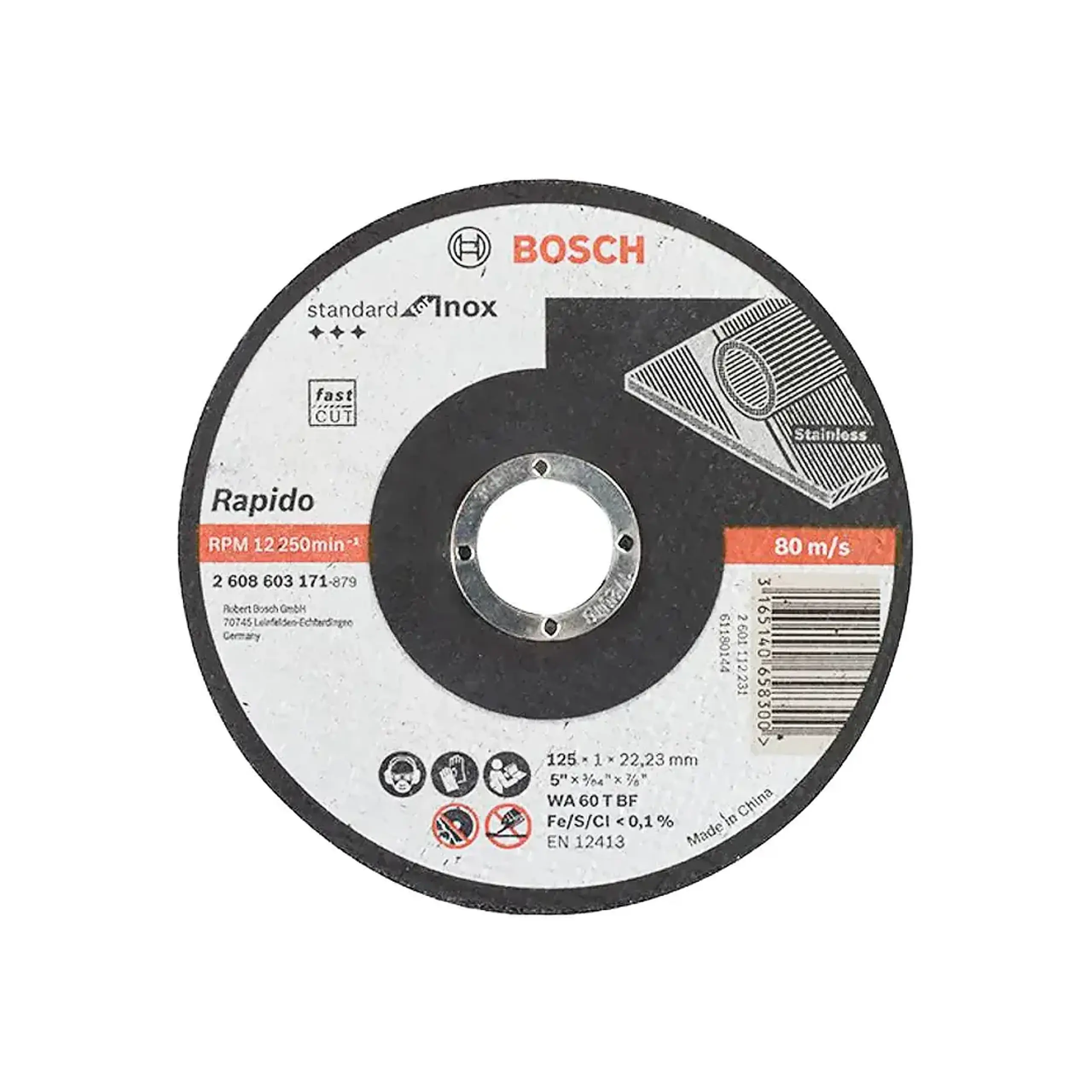 Disc de tăiat pentru inox Standard 115 * 22.23 mm Bosch - 1 mm (L x W x H x Ø) 115 *