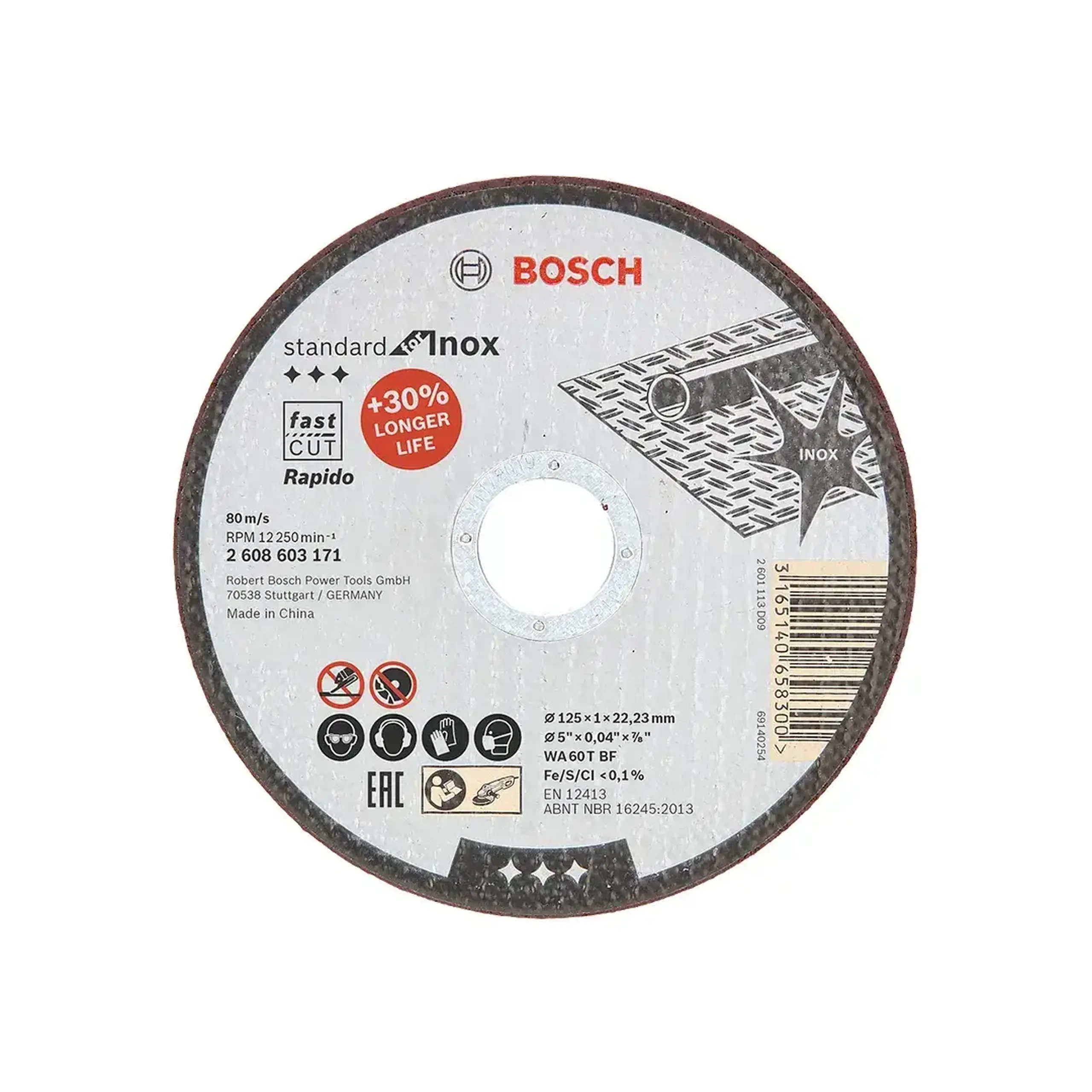 Disc de tăiat pentru inox Standard 115 * 22.23 mm Bosch - 1 mm (L x W x H x Ø) 125 *